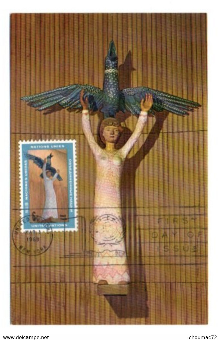 GF Carte Maximum 247, Nations-Unies United-Nations 1968, The Teakwood Statue By Henrick Starcke - Maximum Cards