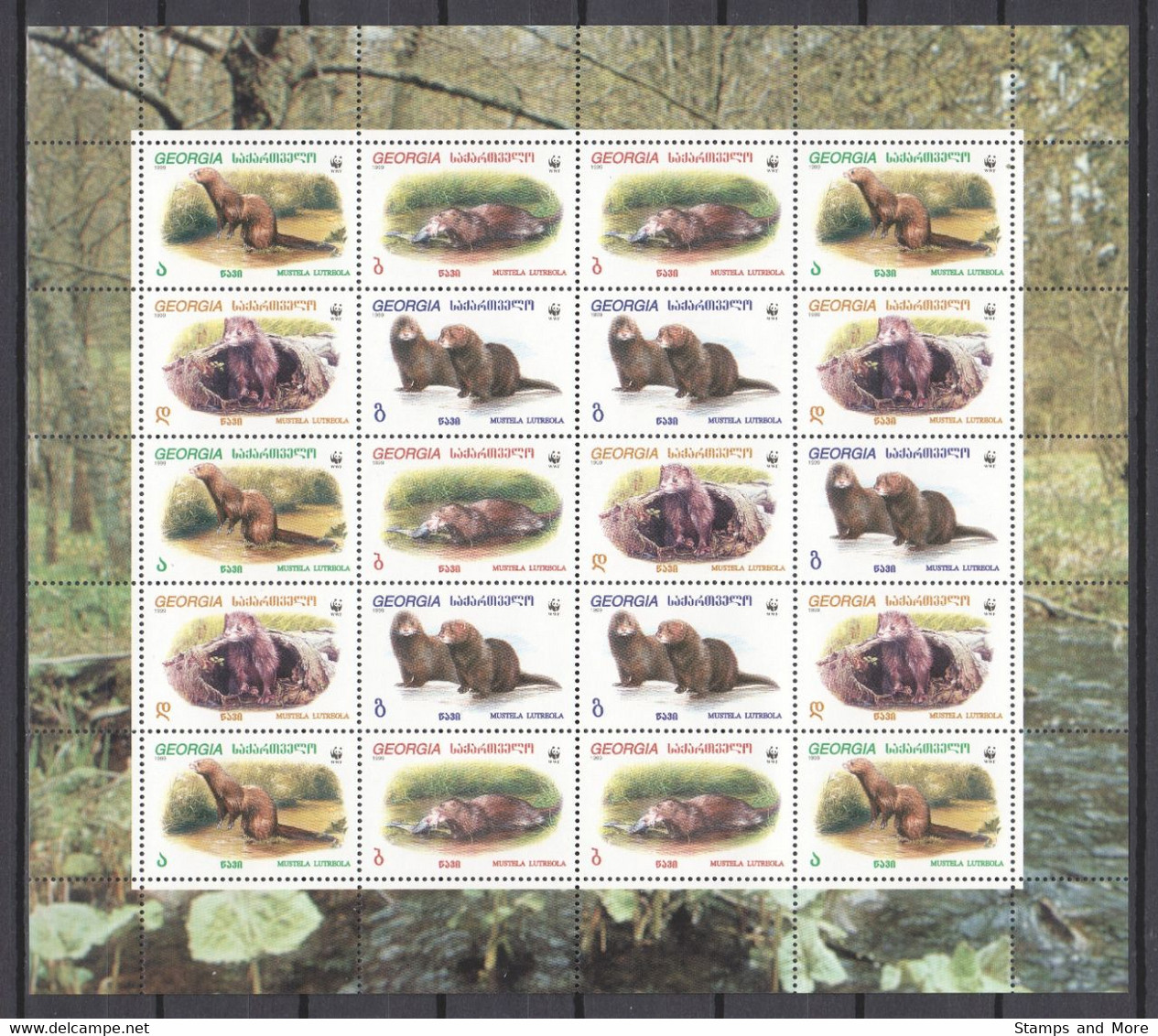 Georgia 1999 Kleinbogen Mi 308-311-II MNH WWF - EUROPEAN MINK - Ungebraucht