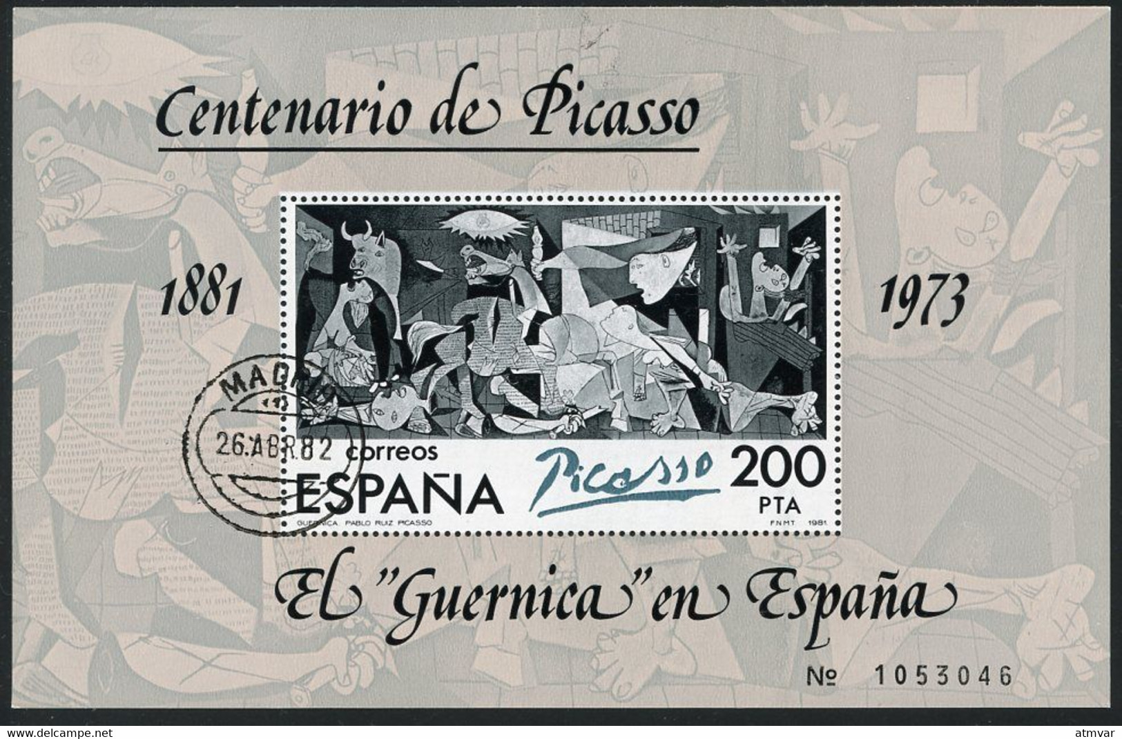 ESPAÑA SPAIN (1981) Centenario De Picasso, El 'Guernica' En España - Pablo Ruiz Picaso - Sheet Used - Blocs & Hojas