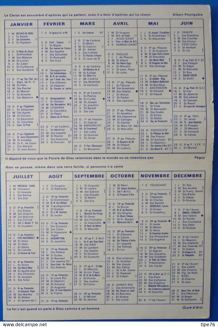 Petit Calendrier De Poche 1969 Oeuvre Pontificale De Saint Pierre Apôtre - Grand Format : 1961-70