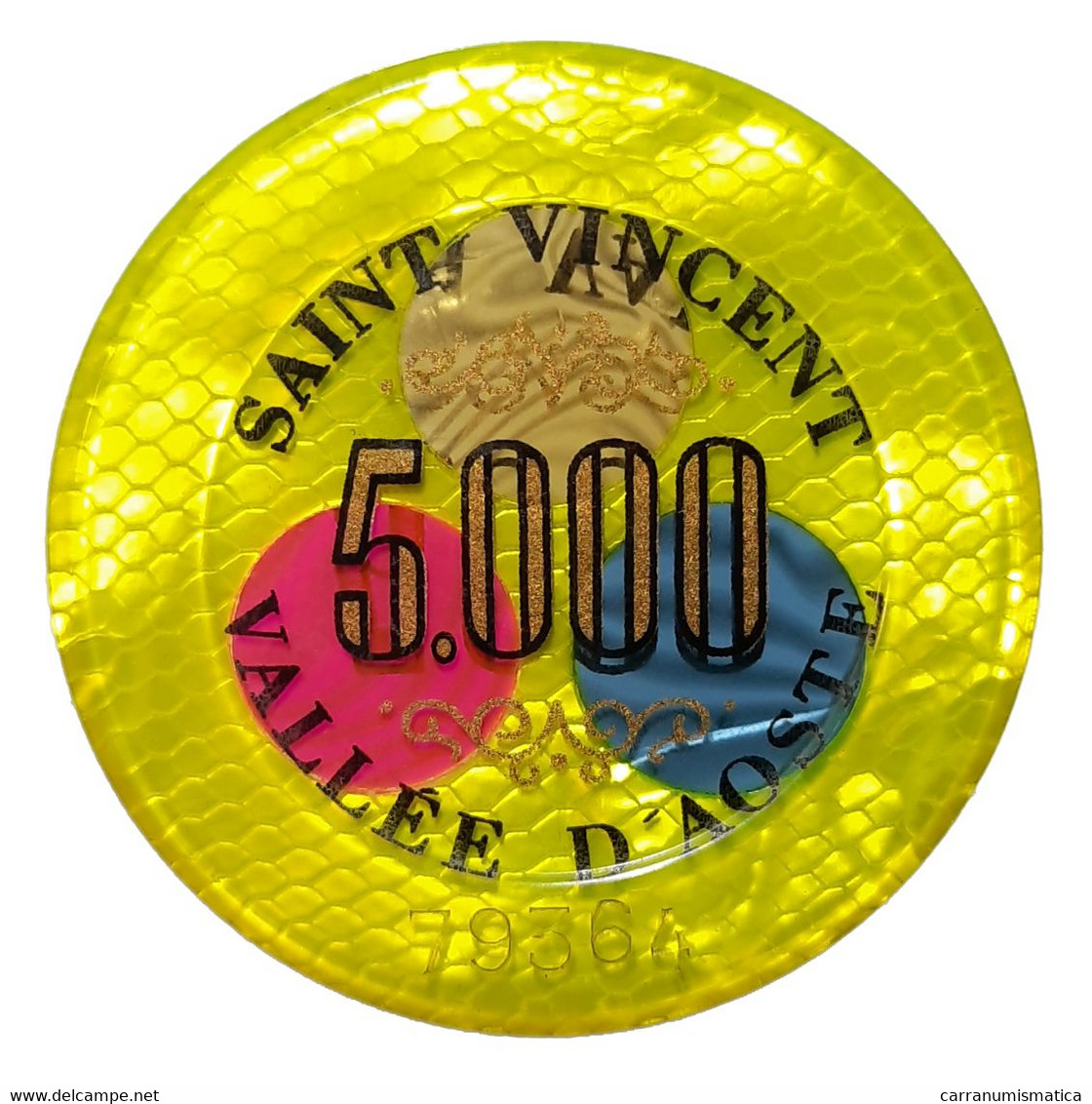 [NC] SAINT VINCENT (AOSTA) - Casinò De La Vallée - CHIP / FICHE / TOKEN Da 5000 - Casino