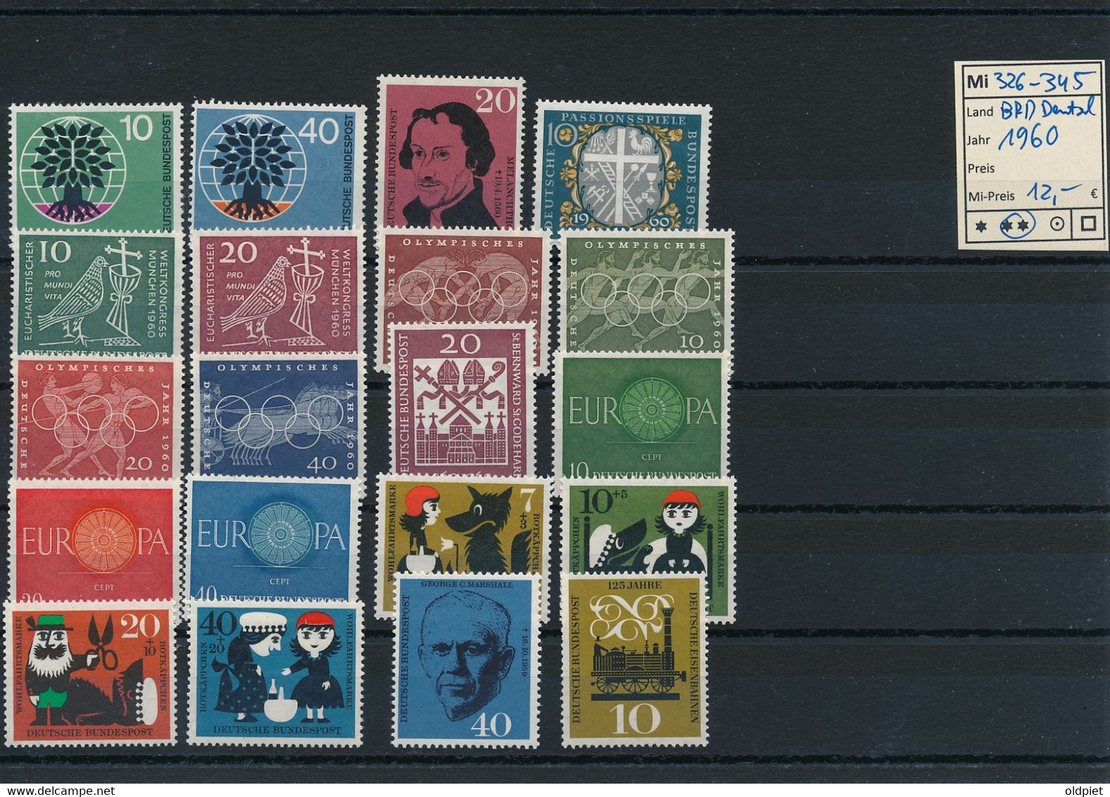 GERMANY Bundesrepublik BRD Jahrgang 1960 Stamps Year Set ** MNH Complete Komplett Michel 326-345 - Unused Stamps