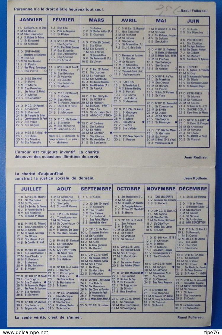 Petit Calendrier De Poche 1979 Oeuvre Pontificale De Saint Pierre Apôtre - Grand Format : 1971-80