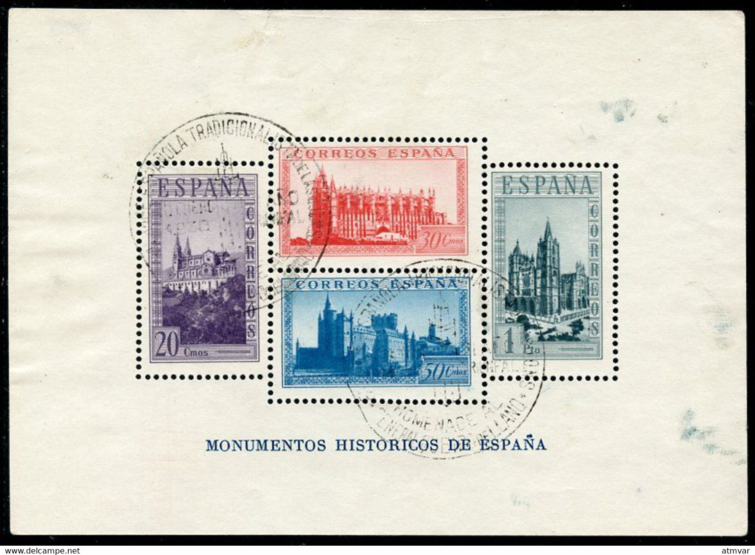 ESPAÑA SPAIN (1938) Monumentos Históricos De España - Sheet, Used - Blocs & Hojas