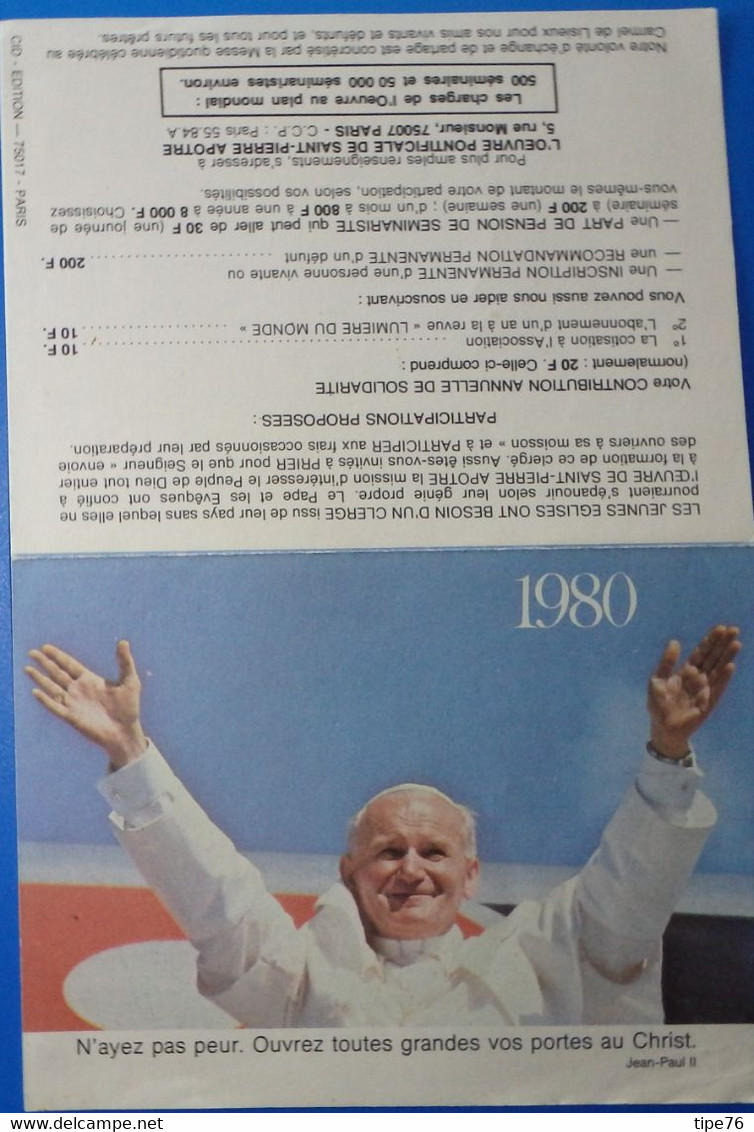 Petit Calendrier De Poche 1980 Oeuvre Pontificale De Saint Pierre Apôtre - Grand Format : 1971-80