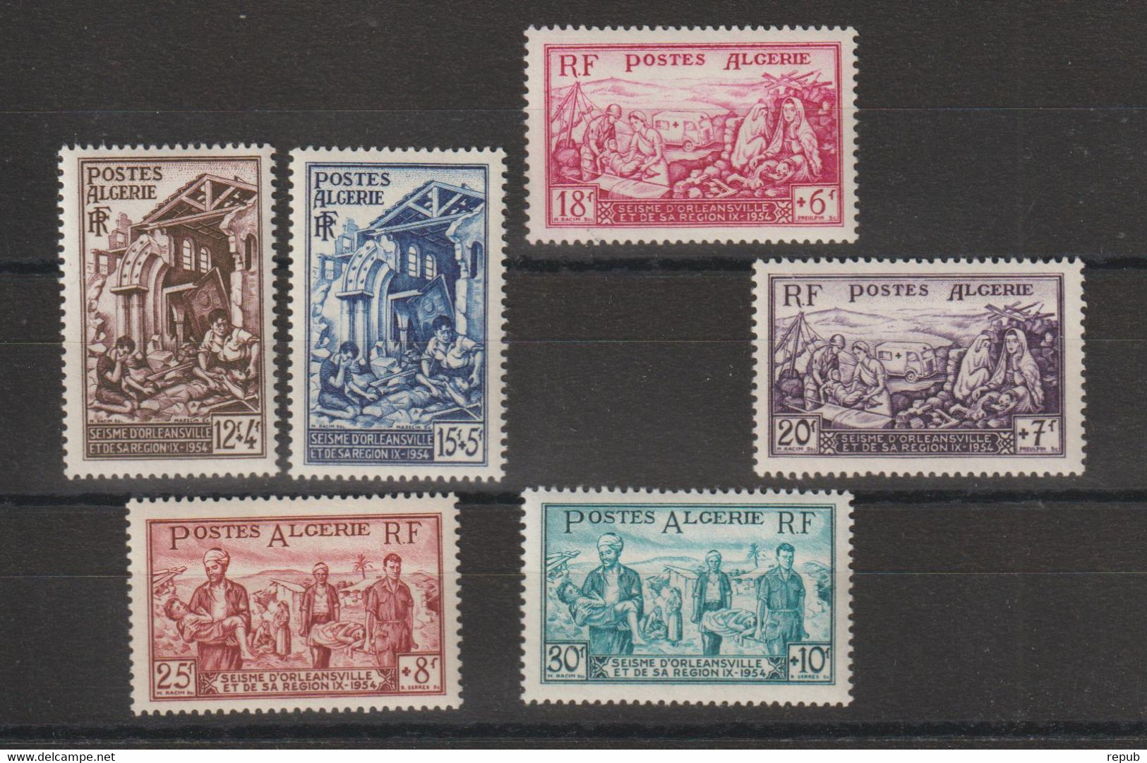 Algérie 1954 Sinistrés D'Orléansville 319-324, 6 Val ** MNH - Unused Stamps