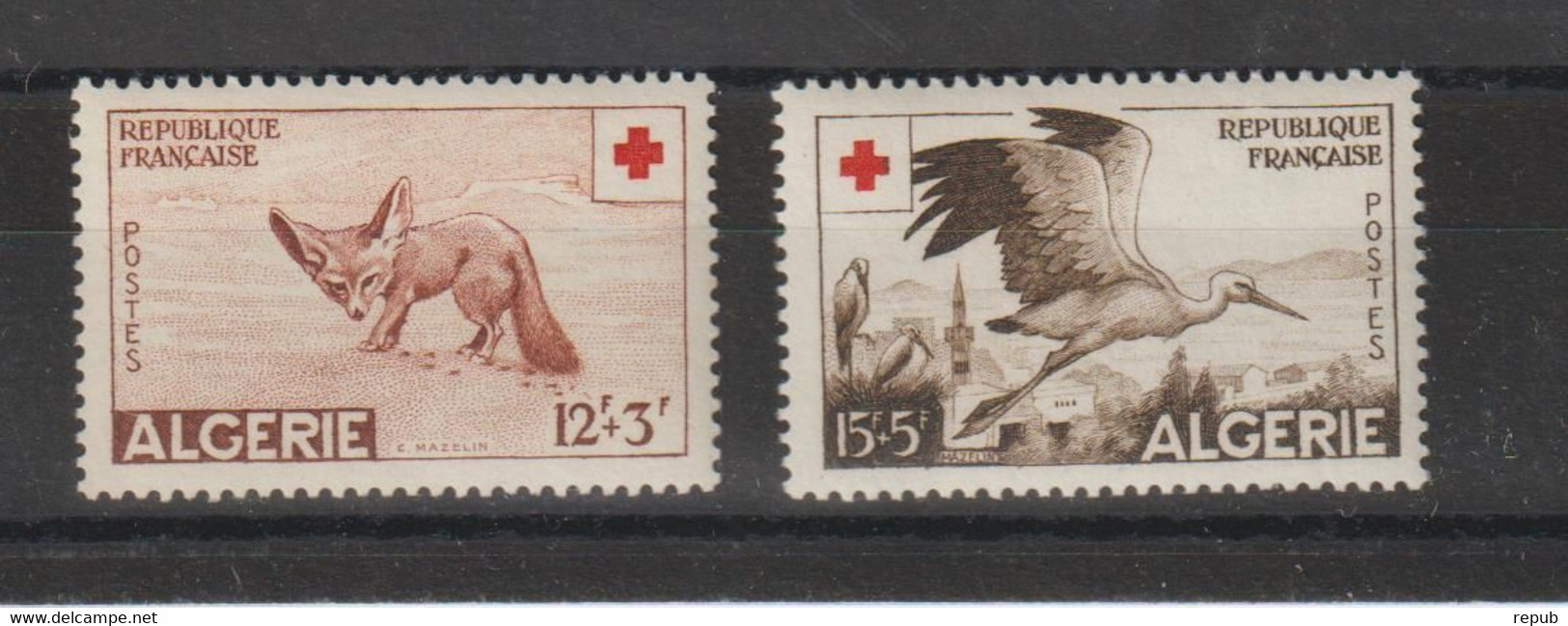 Algérie 1957 Au Profit De La Croix Rouge 343-344, 2 Val ** MNH - Ungebraucht