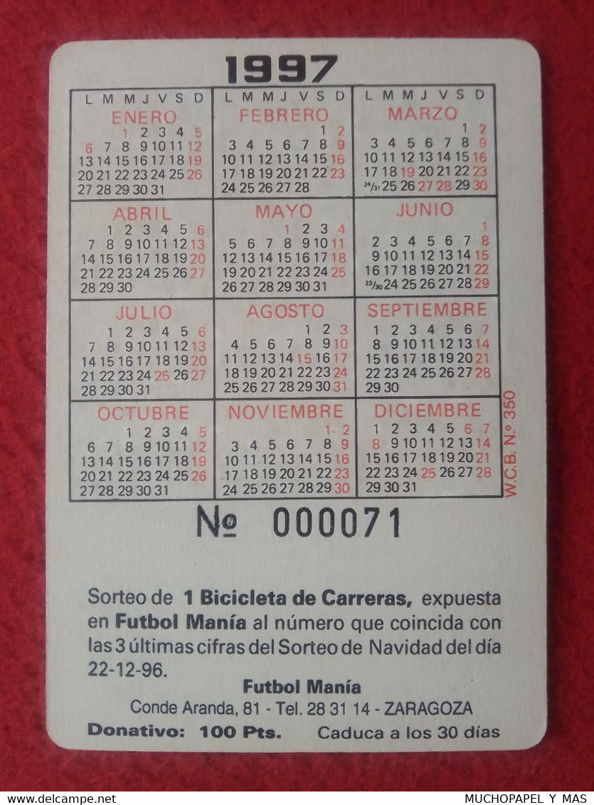 SPAIN CALENDARIO DE BOLSILLO CALENDAR 1997 SETAS SETA MICOLOGÍA HONGOS MUSHROOMS CHAMPIGNONS FÚTBOL MANIA. CHAMPIÑONES.. - Klein Formaat: 1991-00