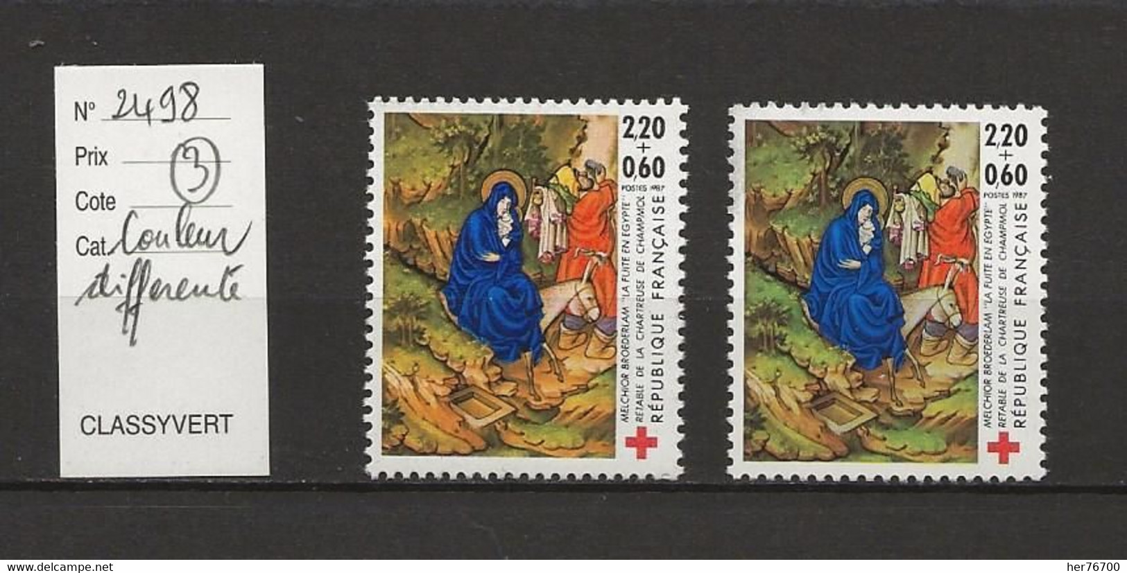 VARIETE FRANCAISE N° YVERT   2498 + 2501 - Oblitérés