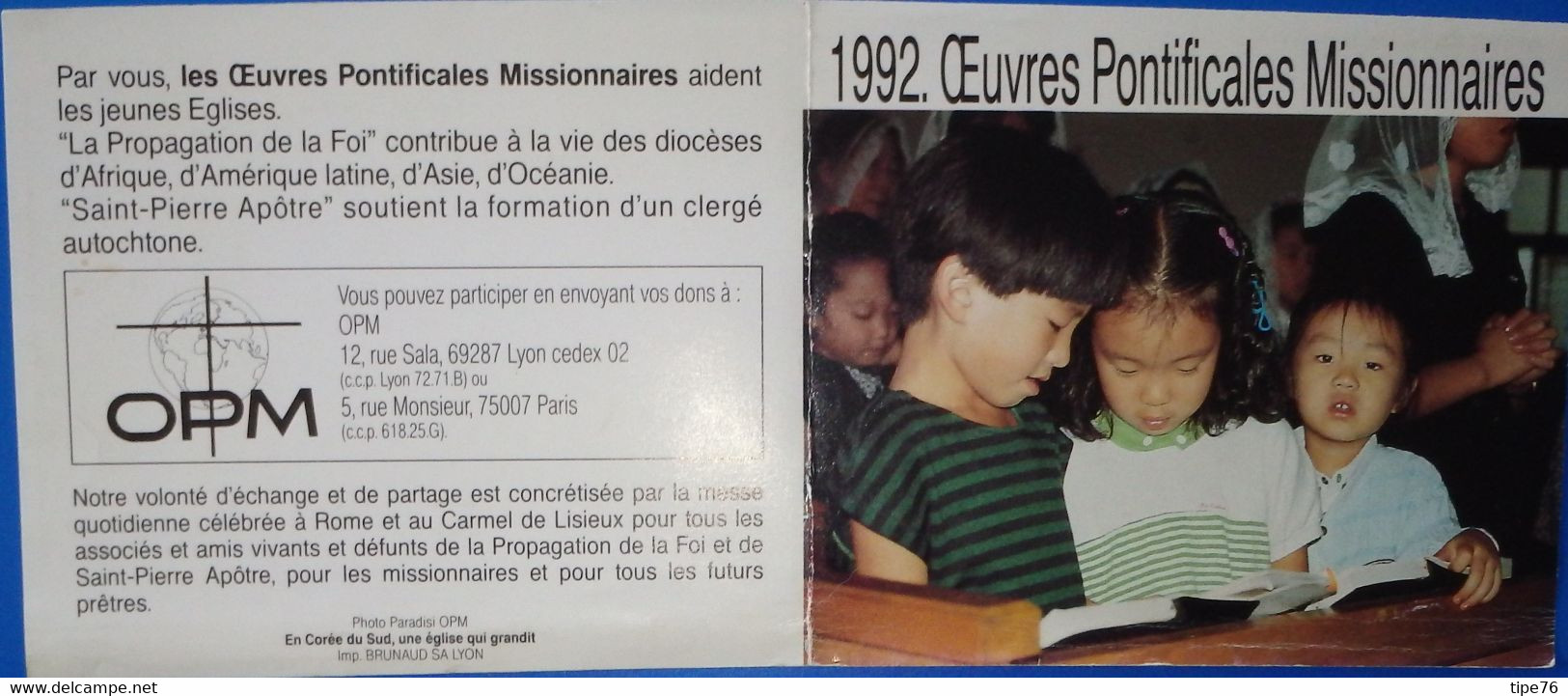 Petit Calendrier De Poche 1992 Oeuvres Pontificales  Missionnaires - Grand Format : 1991-00