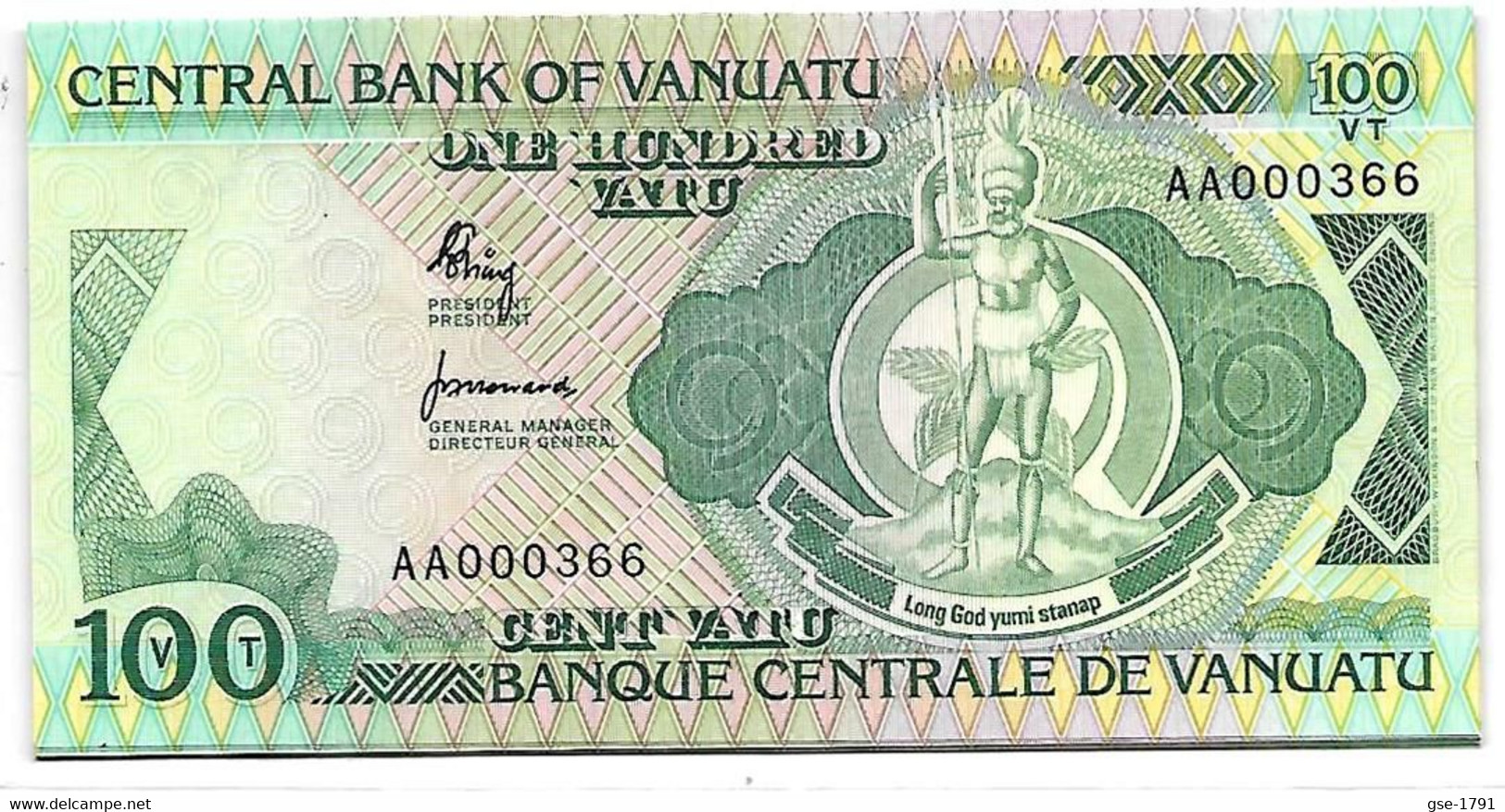 VANUATU 100 Francs  Petits N°   Central BANK  SHING, NEUFS - Vanuatu