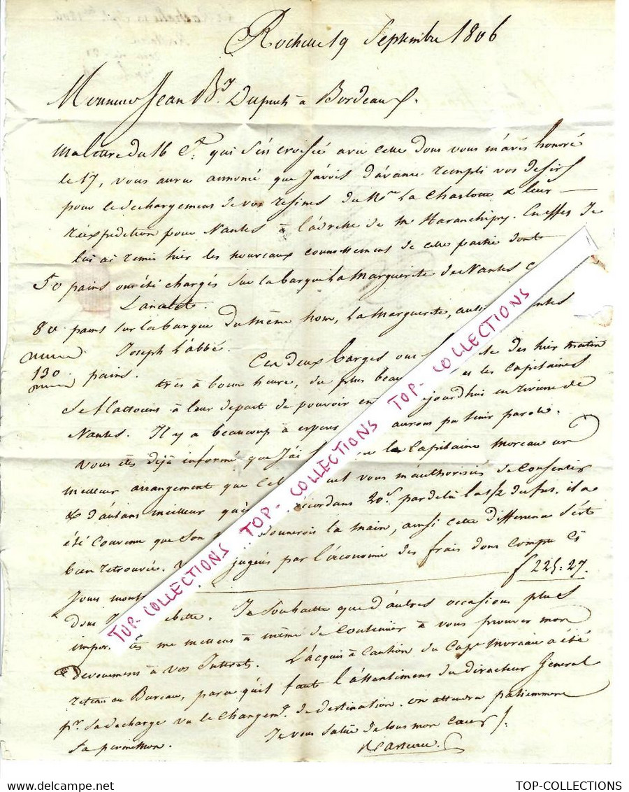 1806  La Rochelle  RASTEAU TRAITE NEGRIERE ESCLAVAGE   Pour J B Dupuch Bordeaux - Historische Documenten