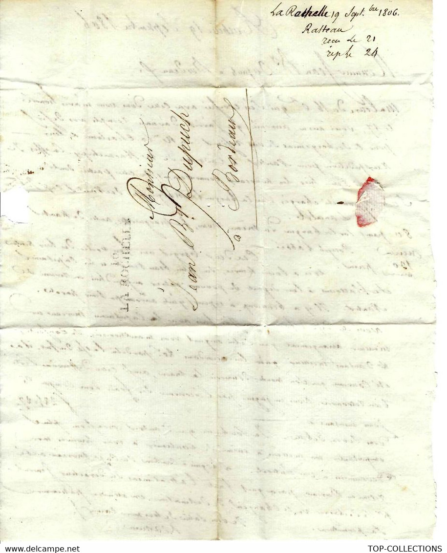 1806  La Rochelle  RASTEAU TRAITE NEGRIERE ESCLAVAGE   Pour J B Dupuch Bordeaux - Documents Historiques