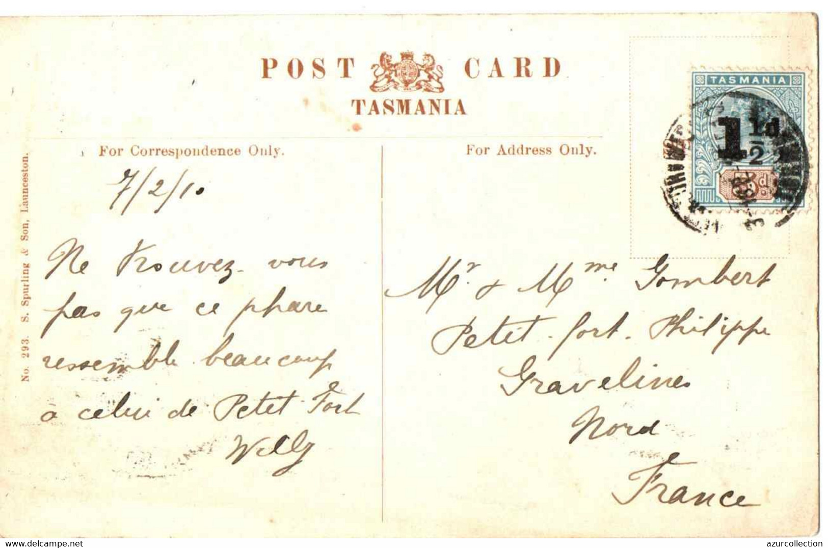 CPA DE TASMANIA . 1910 - Covers & Documents