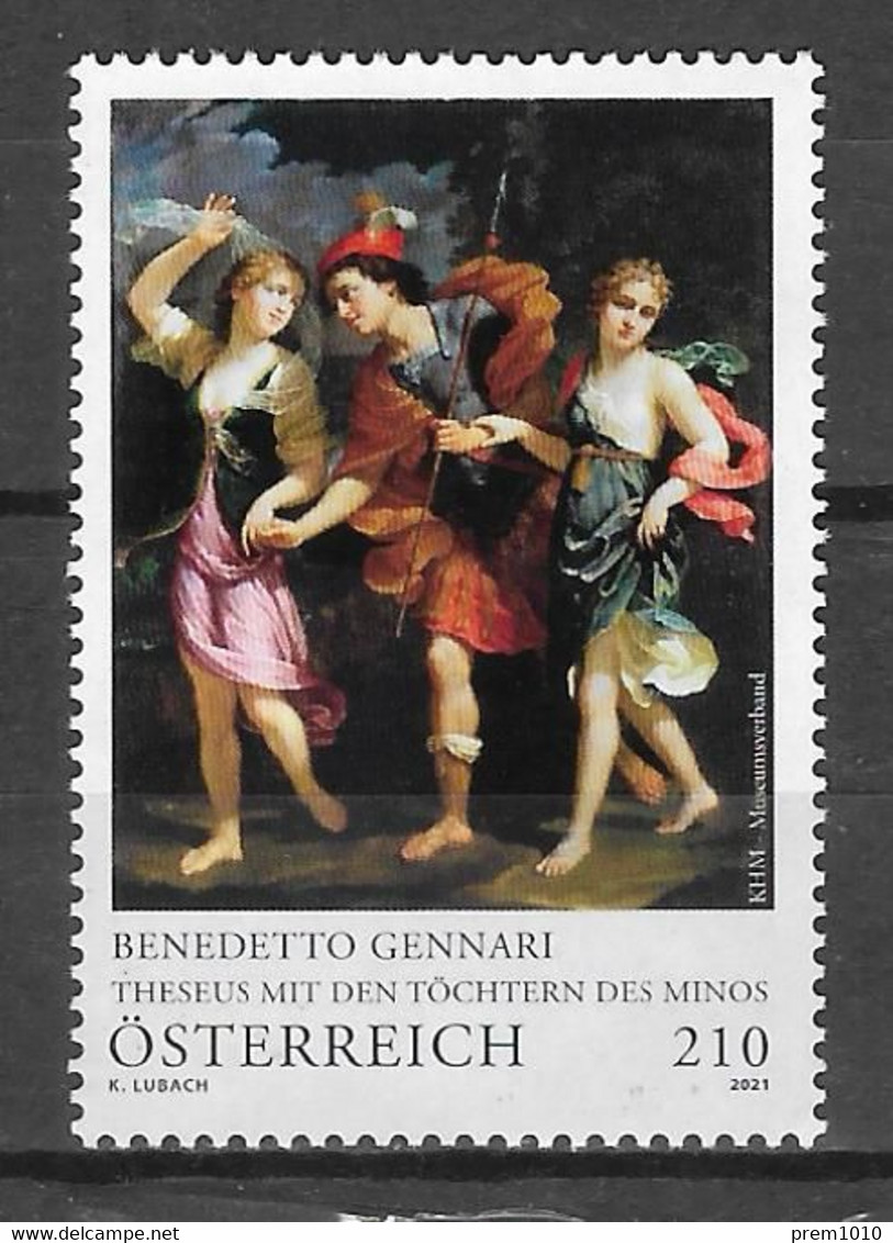 AUSTRIA ( OSTERREICH) 2021-  PAINTING BY  BENEDETTO GENNARI– Theseus With The Daughters Of Minos- MNH- - Nuovi