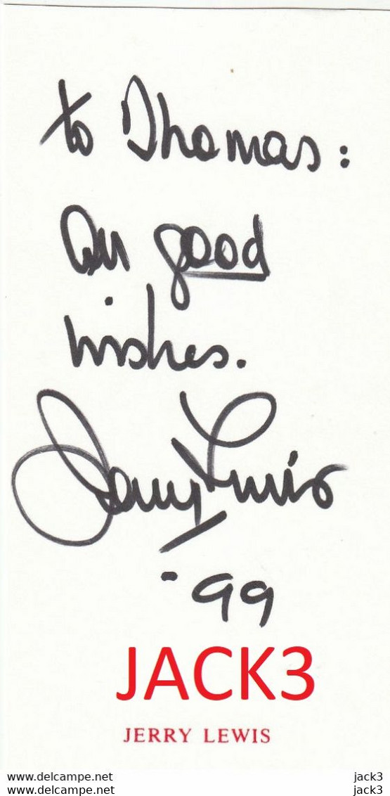 AUTOGRAFO -  Jerry Lewis. AUTOGRAFO ORIGINALE SENZA FOTO - Autogramme