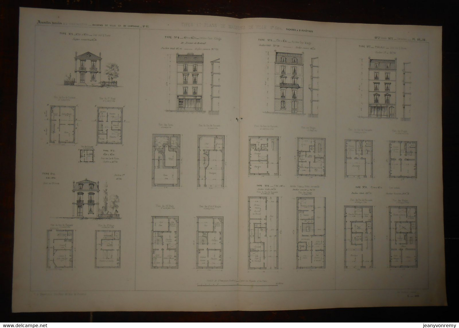 Plans Et Types De Maisons De Ville. 1872. - Other Plans