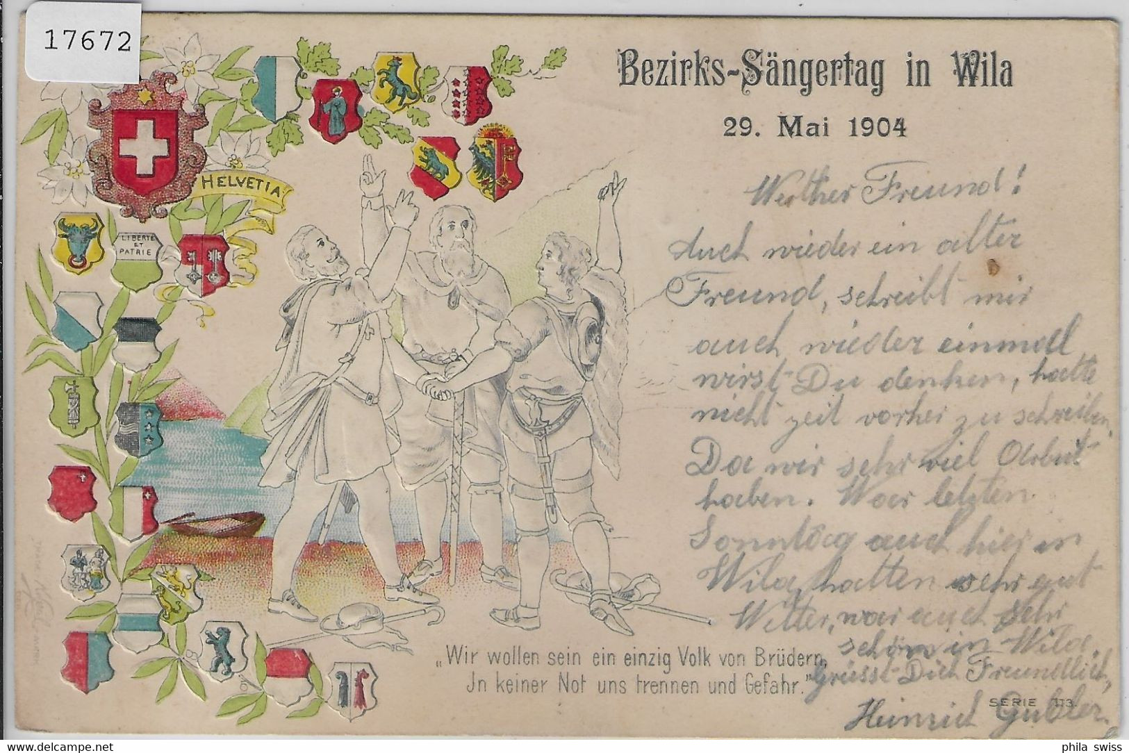 Bezirks-Sängertag In Wila 29. Mai 1904 - Präge-Litho - Wila