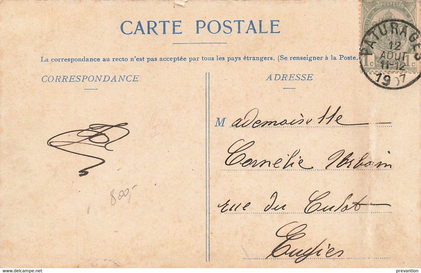 PATURAGES - Charbonnage Du Fief De Lambrechies - Carte Bleutée Et Circulé En 1907 - Colfontaine