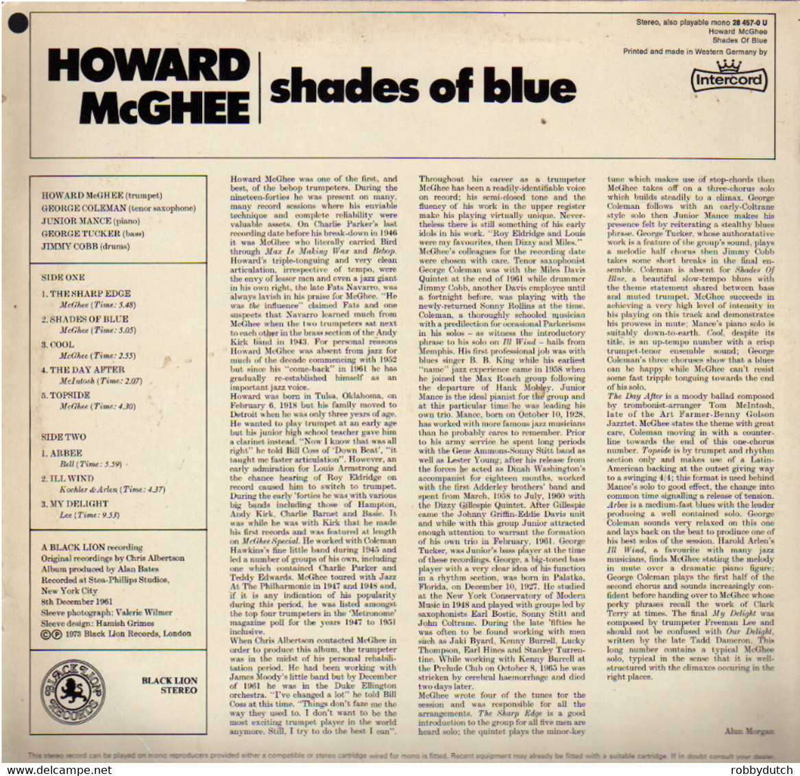 * LP * HOWARD McGHEE - SHADES OF BLUE (Germany - Blues