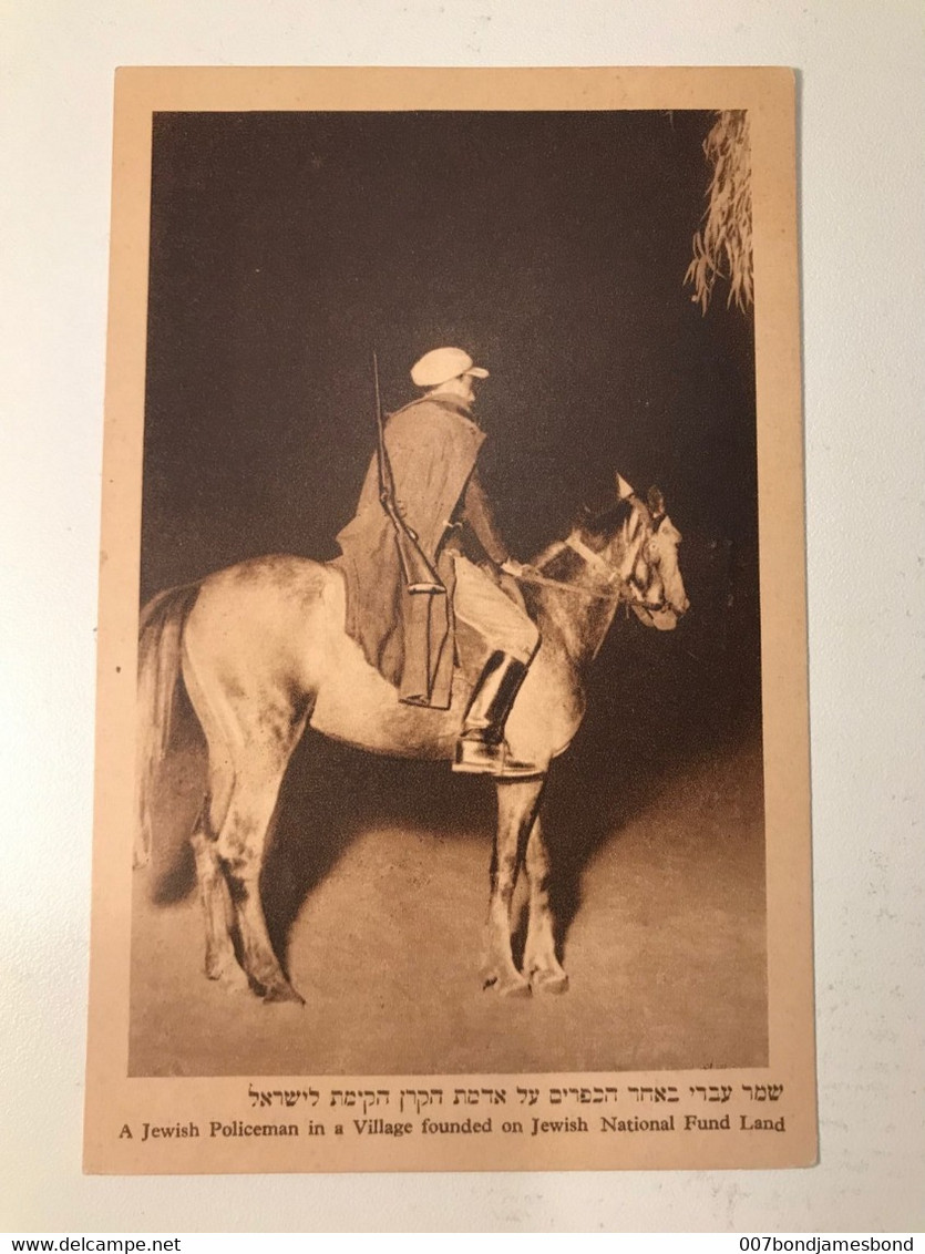 JUDAICA PALESTINE / ISRAEL RARE POSTCARD A JEWISH POLICEMAN ON J.N.F. LAND #46 HEFNER ַ& BERGER CRACOW 1935' - Palestine