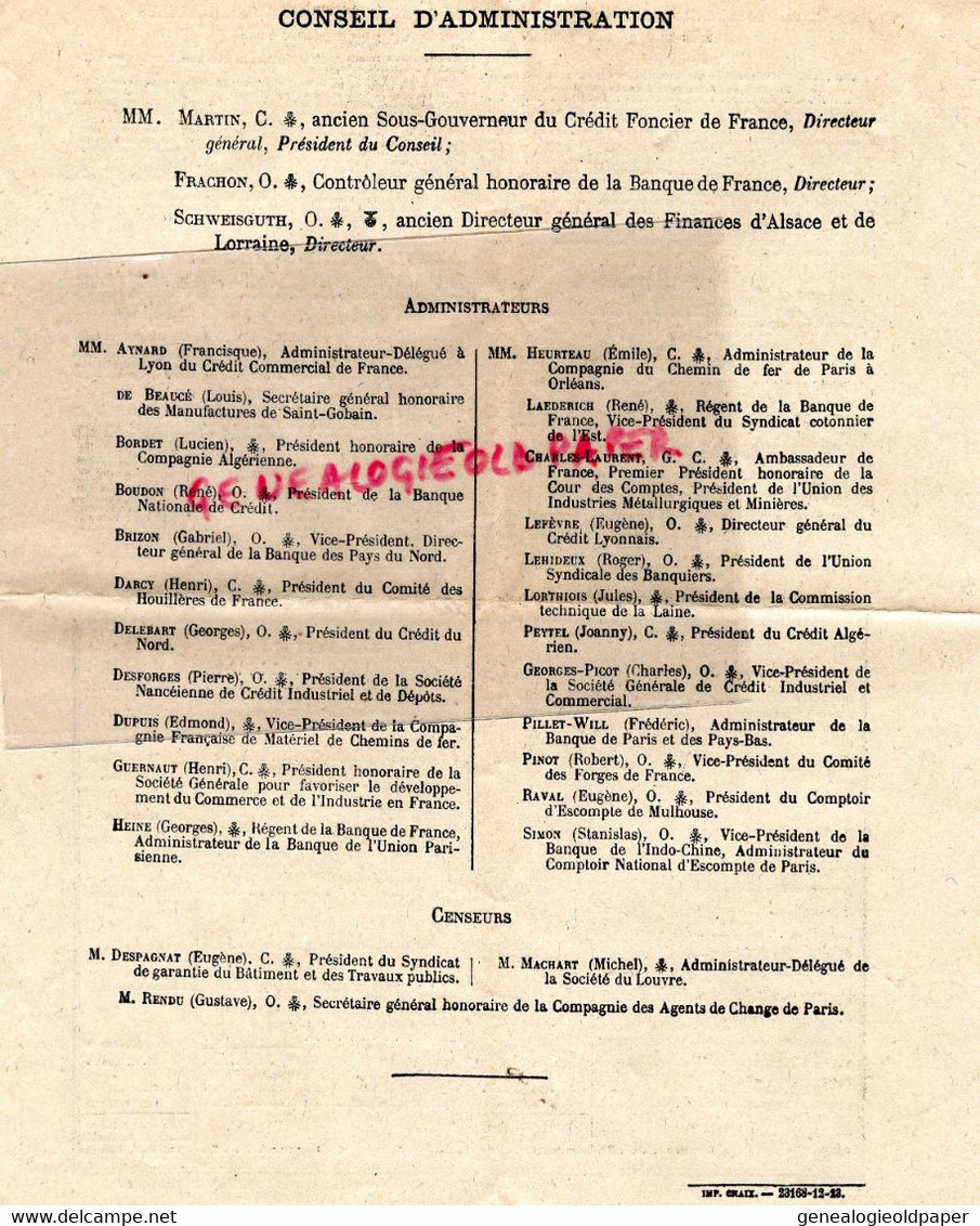 75- PARIS -BANQUE FRANCE-CREDIT NATIONAL DOMMAGES GUERRE-OBLIGATIONS 6 % 500 FRANCS-1924-MARTIN R-FRACHON-SCHWEISGUTH - Bank En Verzekering