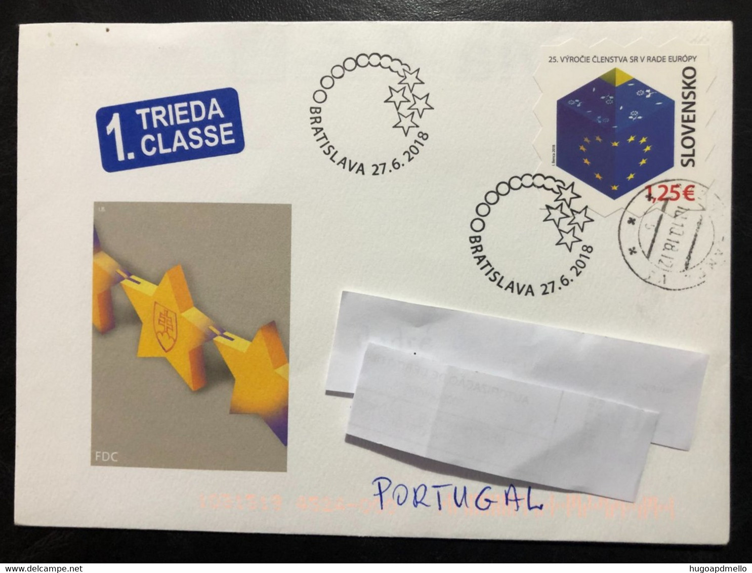 SLOVAKIA, Circulated Cover To Portugal, « EUROPEAN UNION », 2018 - Cartas & Documentos