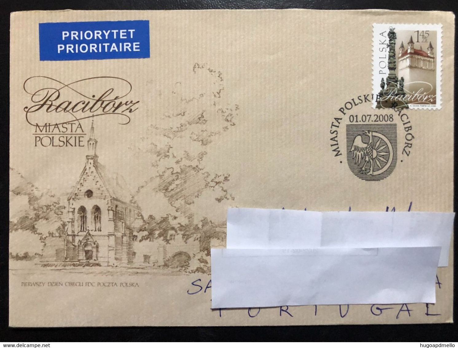 POLAND, Circulated FDC To Portugal « ARCHITECTURE », « Racibórz », 2008 - Brieven En Documenten