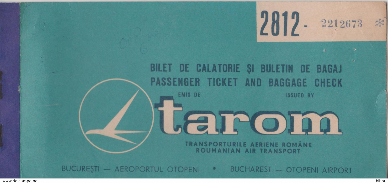 TAROM (Otopeni Bucuresti) - Bilet De Calatorie / Passenger Ticket - Biglietti