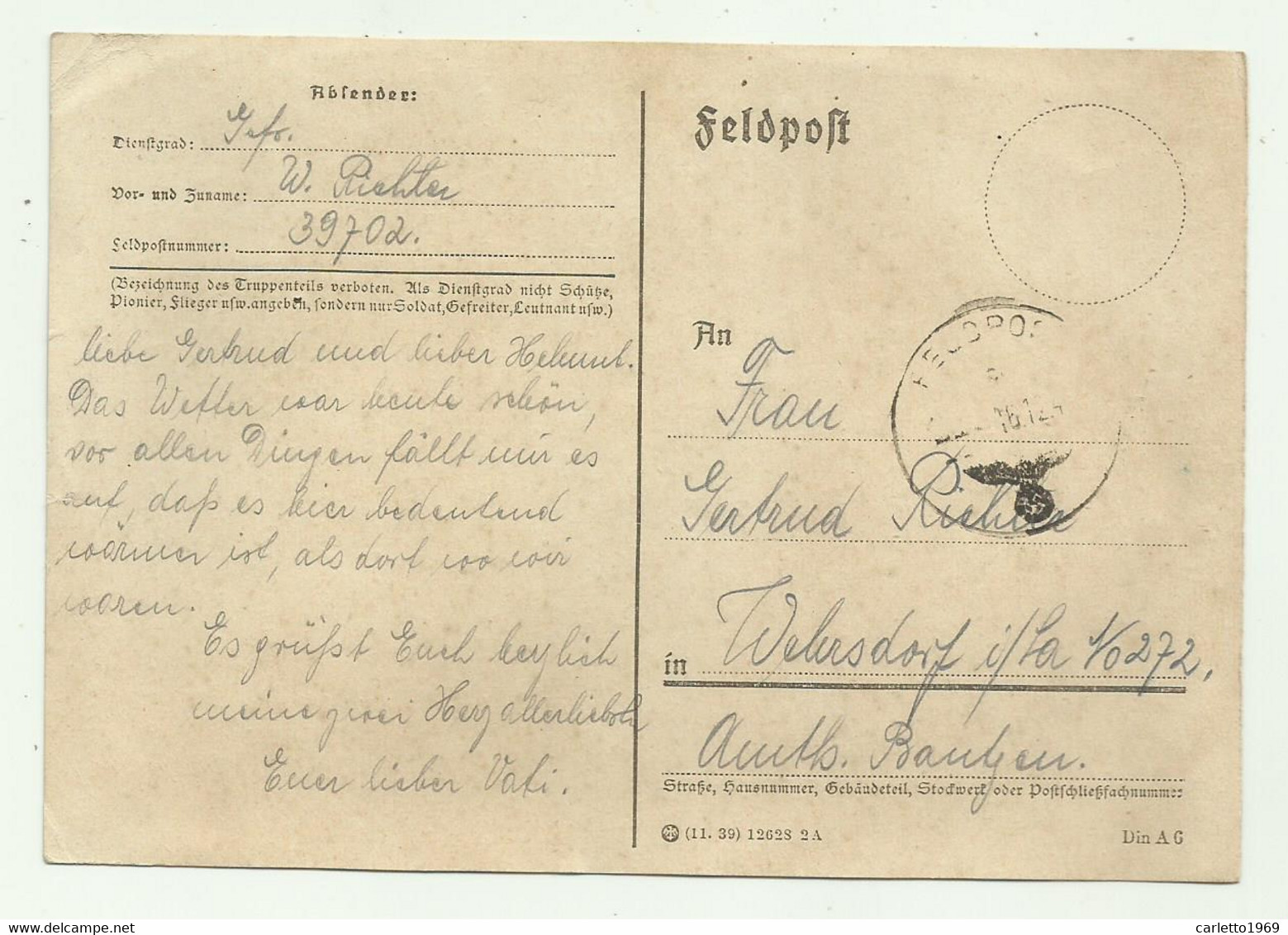 FELDPOST - Lettres & Documents