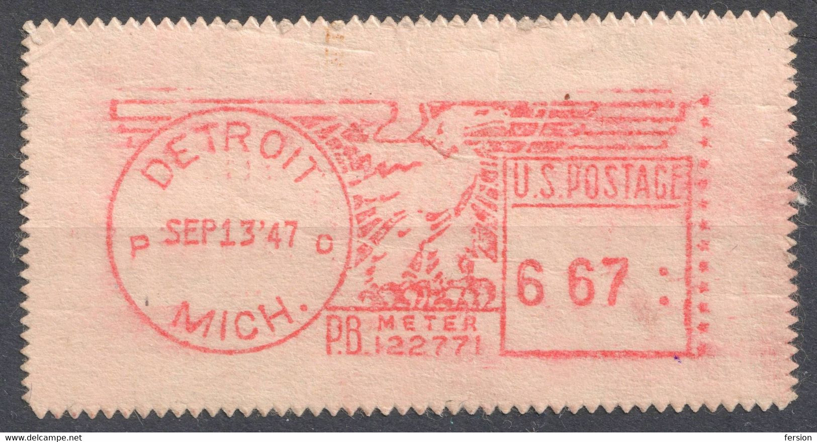 1947 USA Detroit - Francotyp Label ATM - LABEL VIGNETTE - Sonstige & Ohne Zuordnung