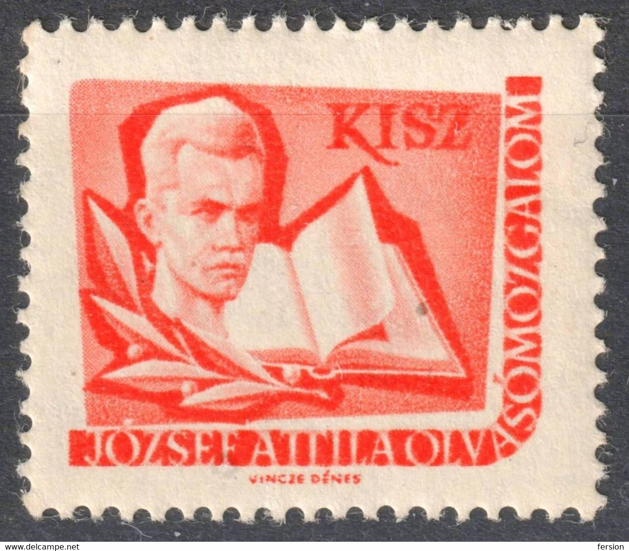 József Attila Poet Book KISZ Hungarian Young Communist League LIBRARY Member LABEL CINDERELLA VIGNETTE Hungary - Service