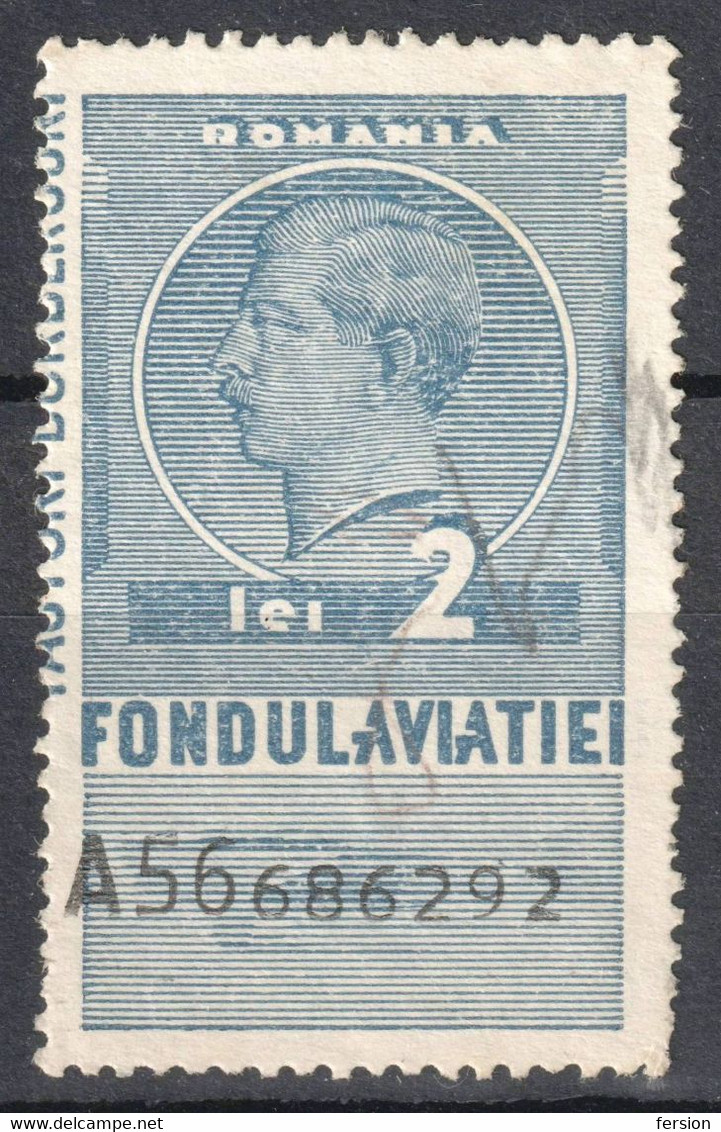 ROMANIA / Tax Revenue Label Vignette Cinderella FONDUL AVIATIEI 1930's - AIRPLANE Aviation 1 LEI - Seria 100 A - Fiscale Zegels