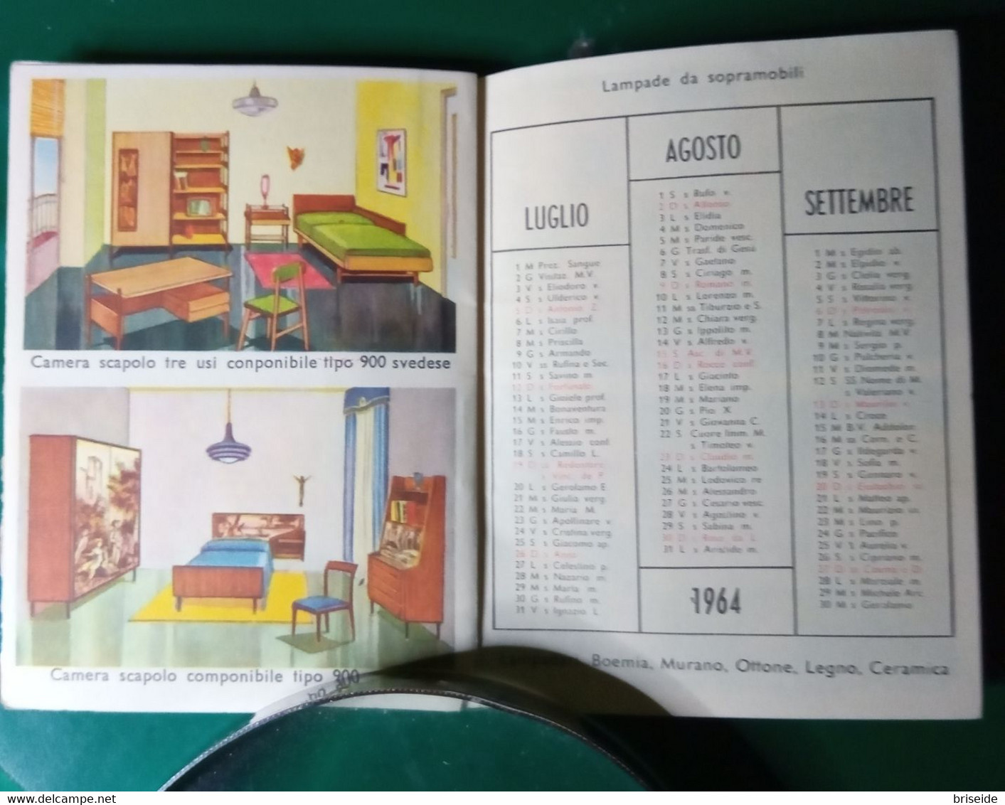 CALENDARIO  CALENDARIETTO PUBBLICITA' 1964 LIBRICINO CON 30 PAGINE MOBILI  MAGAZZINI MOBILI ARREDAMENTI CICCHETTI GENOVA