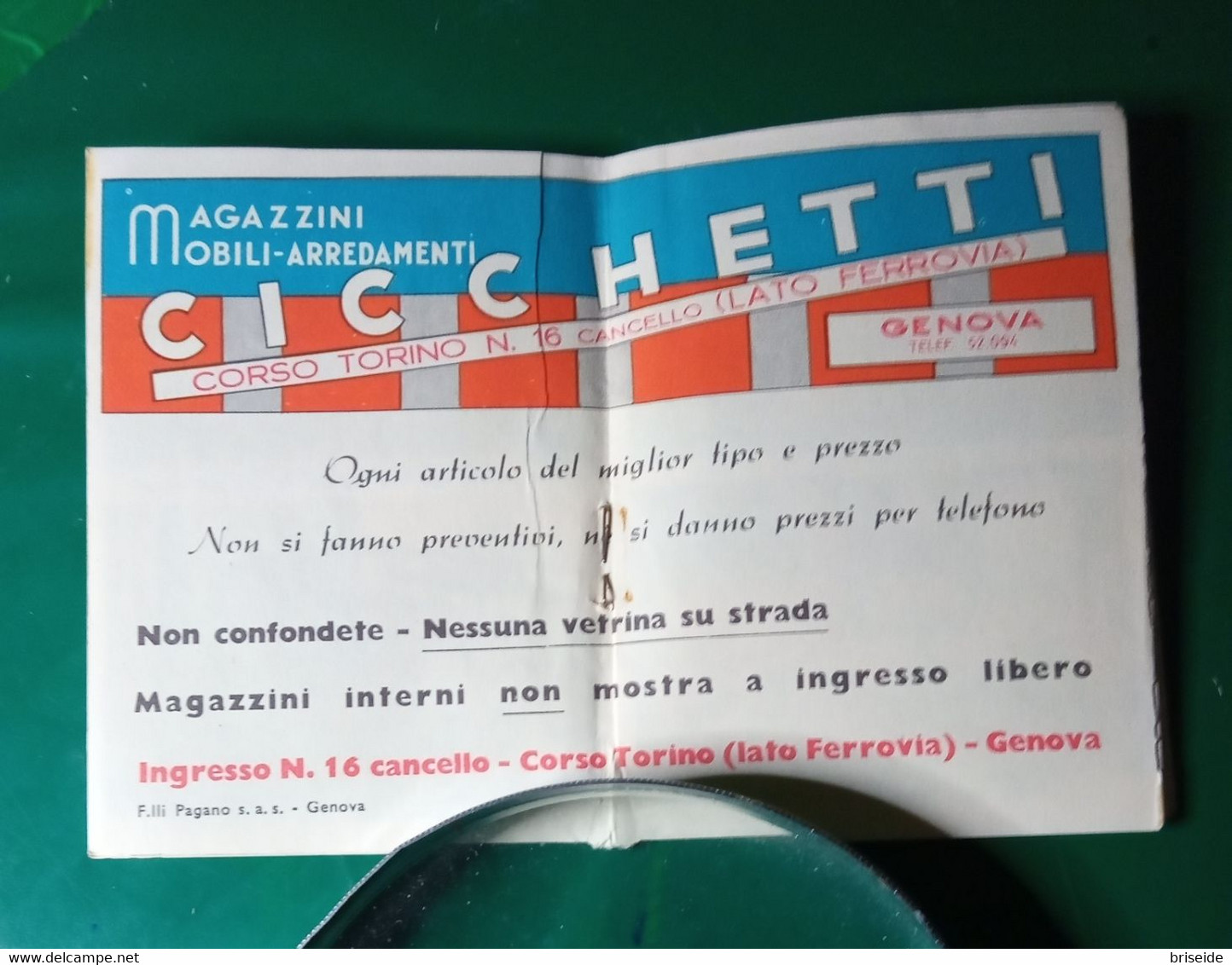 CALENDARIO  CALENDARIETTO PUBBLICITA' 1964 LIBRICINO CON 30 PAGINE MOBILI  MAGAZZINI MOBILI ARREDAMENTI CICCHETTI GENOVA