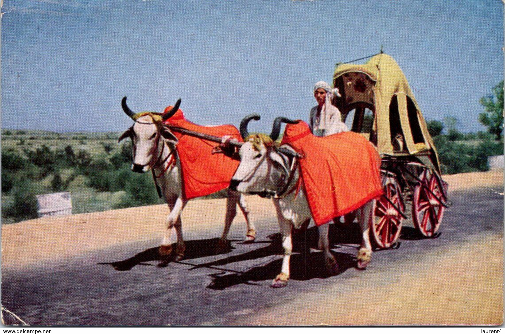 (2 H 21) OLD Postcard - India - Rajasthan Bullock Cart - Attelages