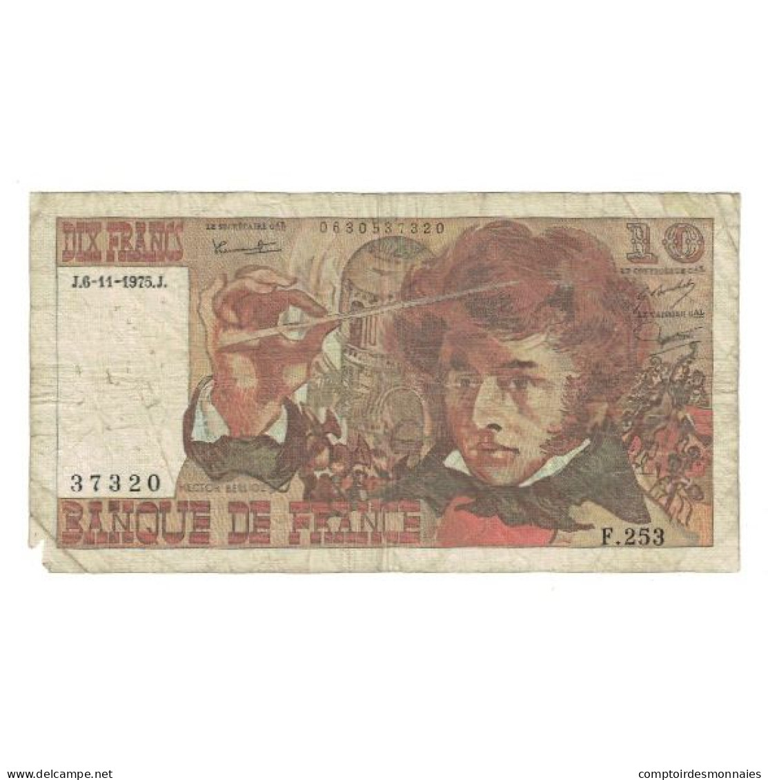 France, 10 Francs, Berlioz, 1975, F.253, AB, Fayette:63.14, KM:150b - 10 F 1972-1978 ''Berlioz''