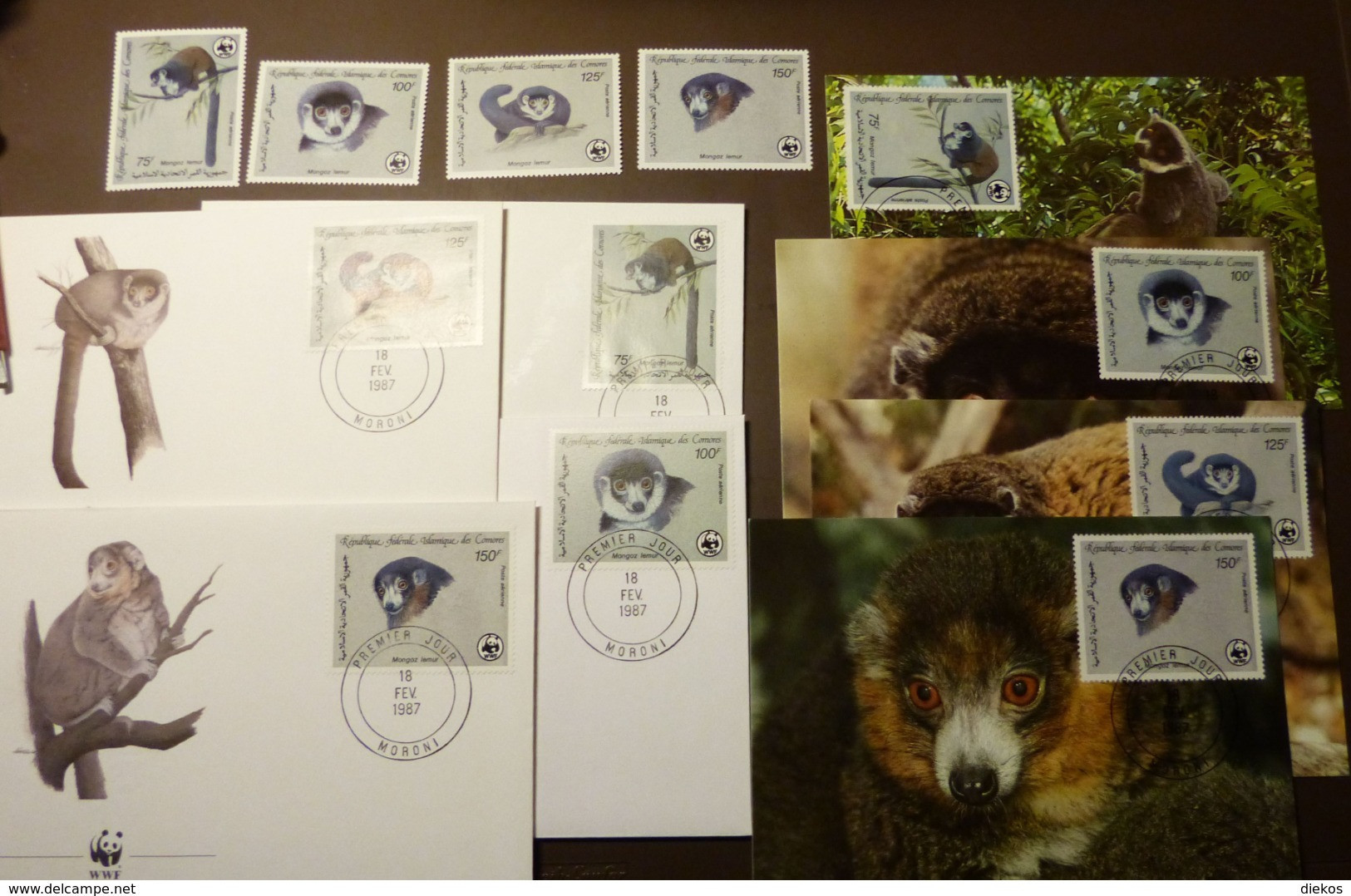 Comores 1987 WWF Mongoz Makile Lemur Mongos Michel 792-795  Maxi Card FDC MNH ** #cover 5012 - Collections, Lots & Séries