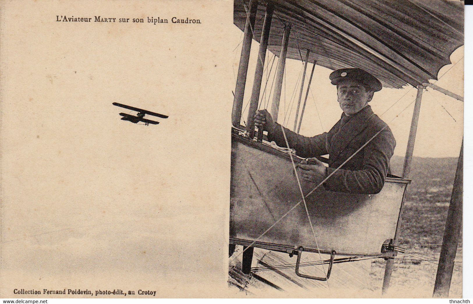 80 LE CROTOY ( Somme ) L' Aviateur Philippe Marty Sur Son Biplan CAUDRON - ....-1914: Voorlopers