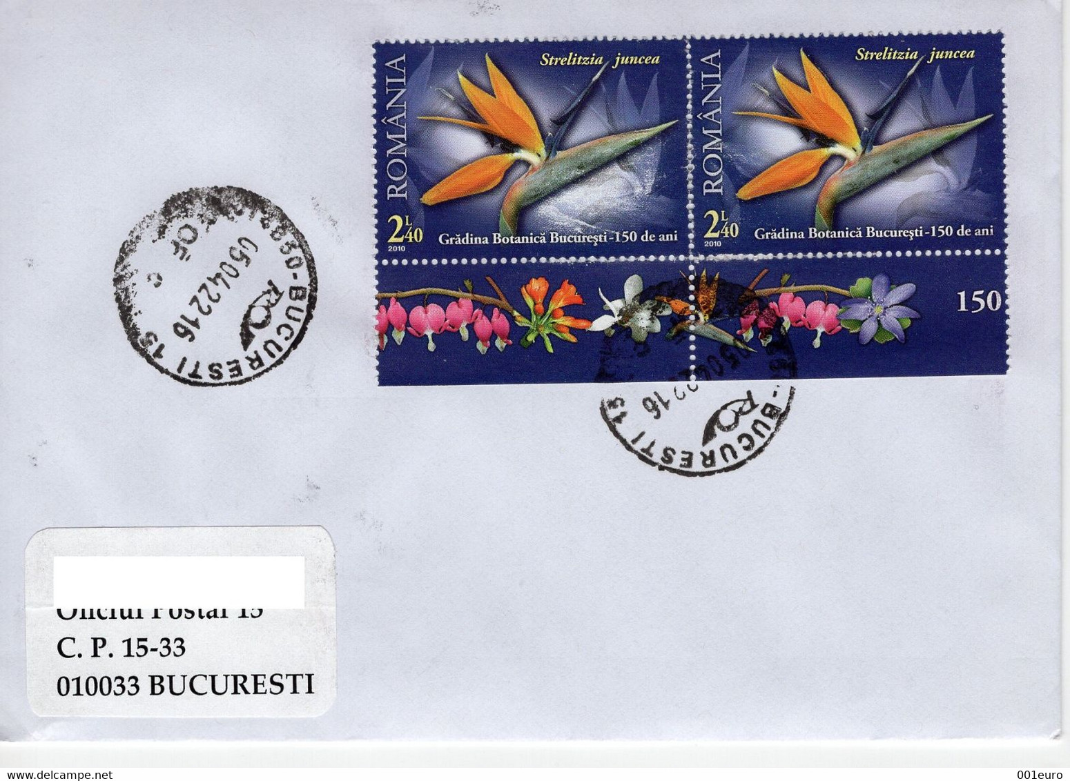 ROMANIA: FLOWERS - STRELITZIA On Circulated Cover - Registered Shipping! - Usado