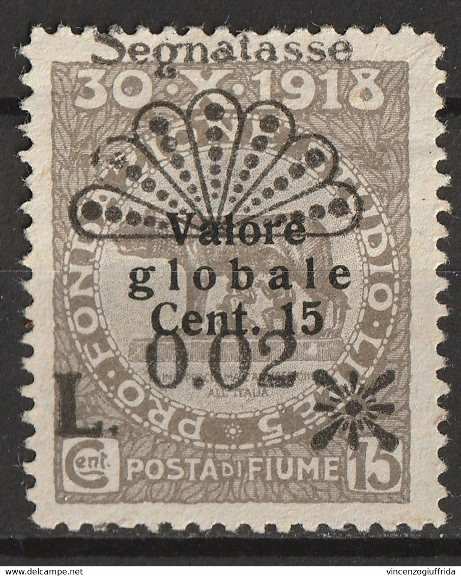 Fiume 1921 Posta Di Fiume -Segnatasse - Francobolli Del 1920 Soprastampati  -Sassone N. 25 - Fiume & Kupa