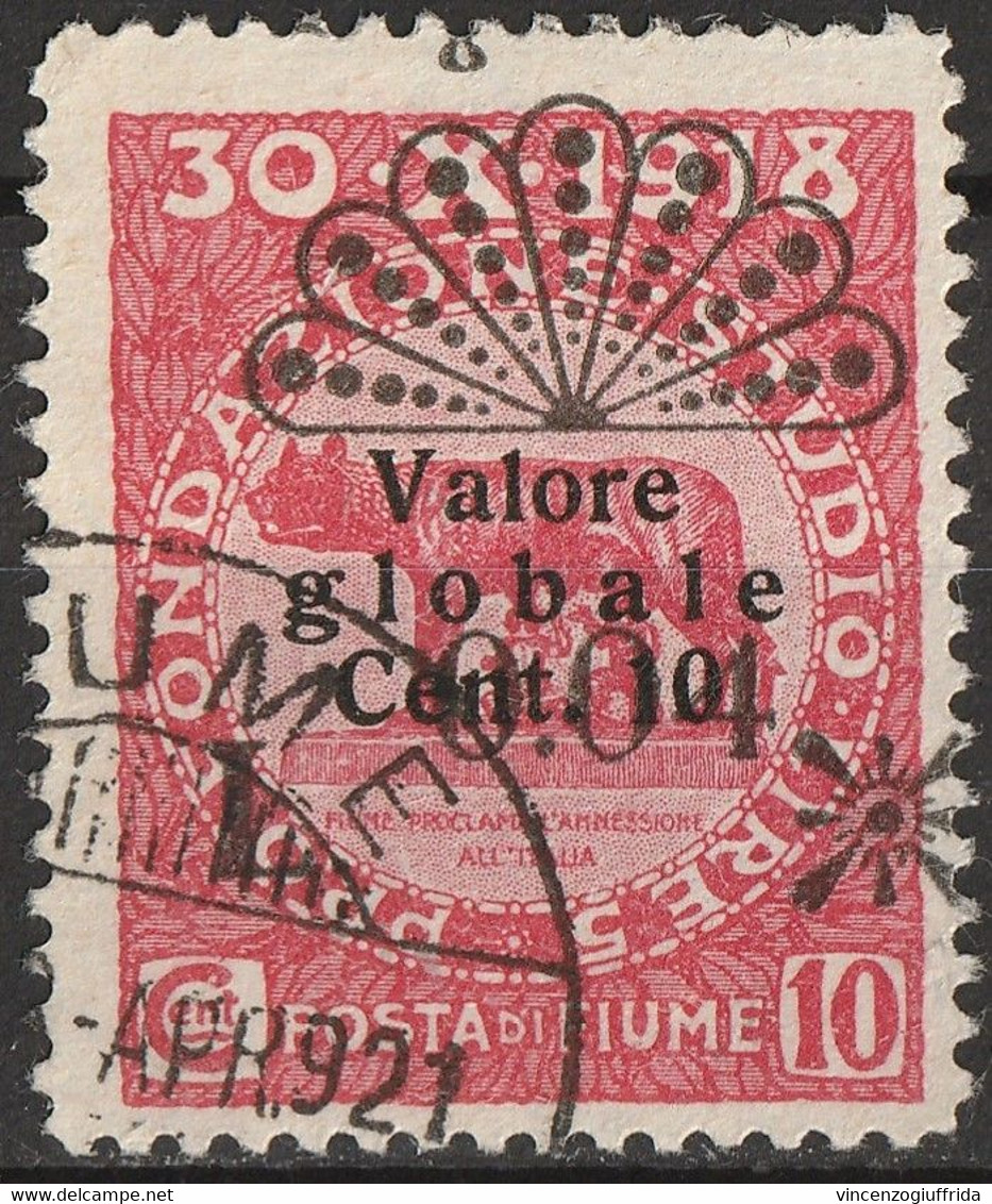 Fiume 1921 Posta Di Fiume -Segnatasse - Francobolli Del 1920 Soprastampati  -Sassone N. 26 - Fiume & Kupa