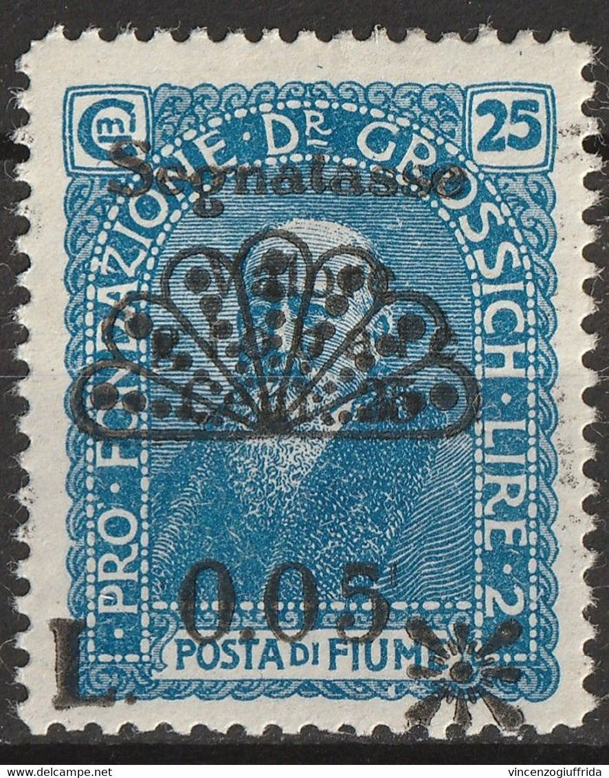 Fiume 1921 Posta Di Fiume -Segnatasse - Francobolli Del 1920 Soprastampati  -Sassone N. 27 - Fiume & Kupa