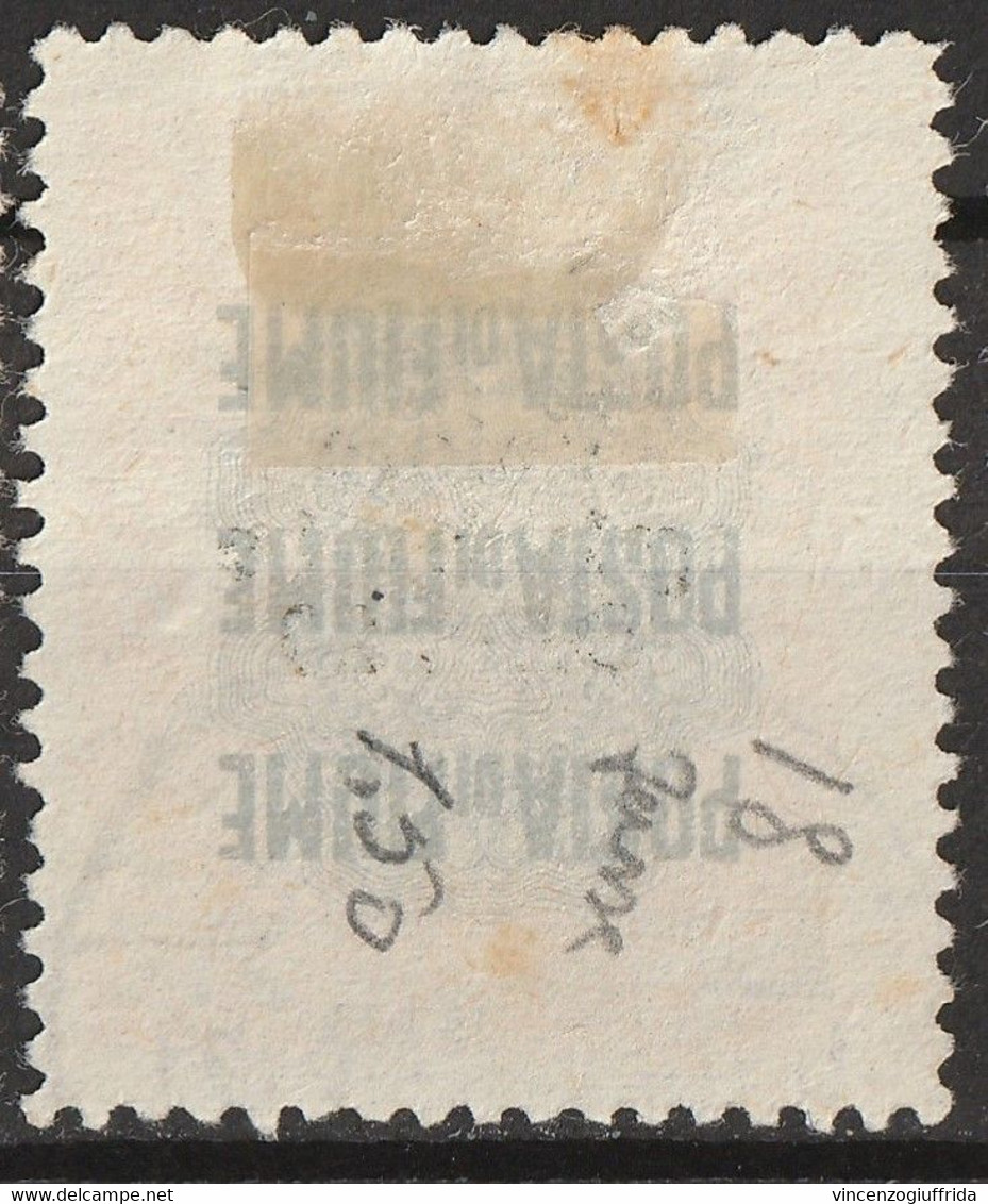 Fiume 1921 Posta Di Fiume -Segnatasse - Francobolli Del 1920 Soprastampati  -Sassone N. 28 - Fiume & Kupa