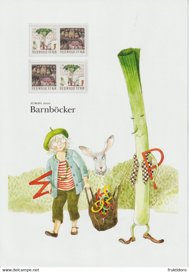 Sweden Collector's Sheet Mi 2734-2735 Europa 2010 - Children's Books - Owl - Rabbit - Vegetables 2010 * * - Covers & Documents