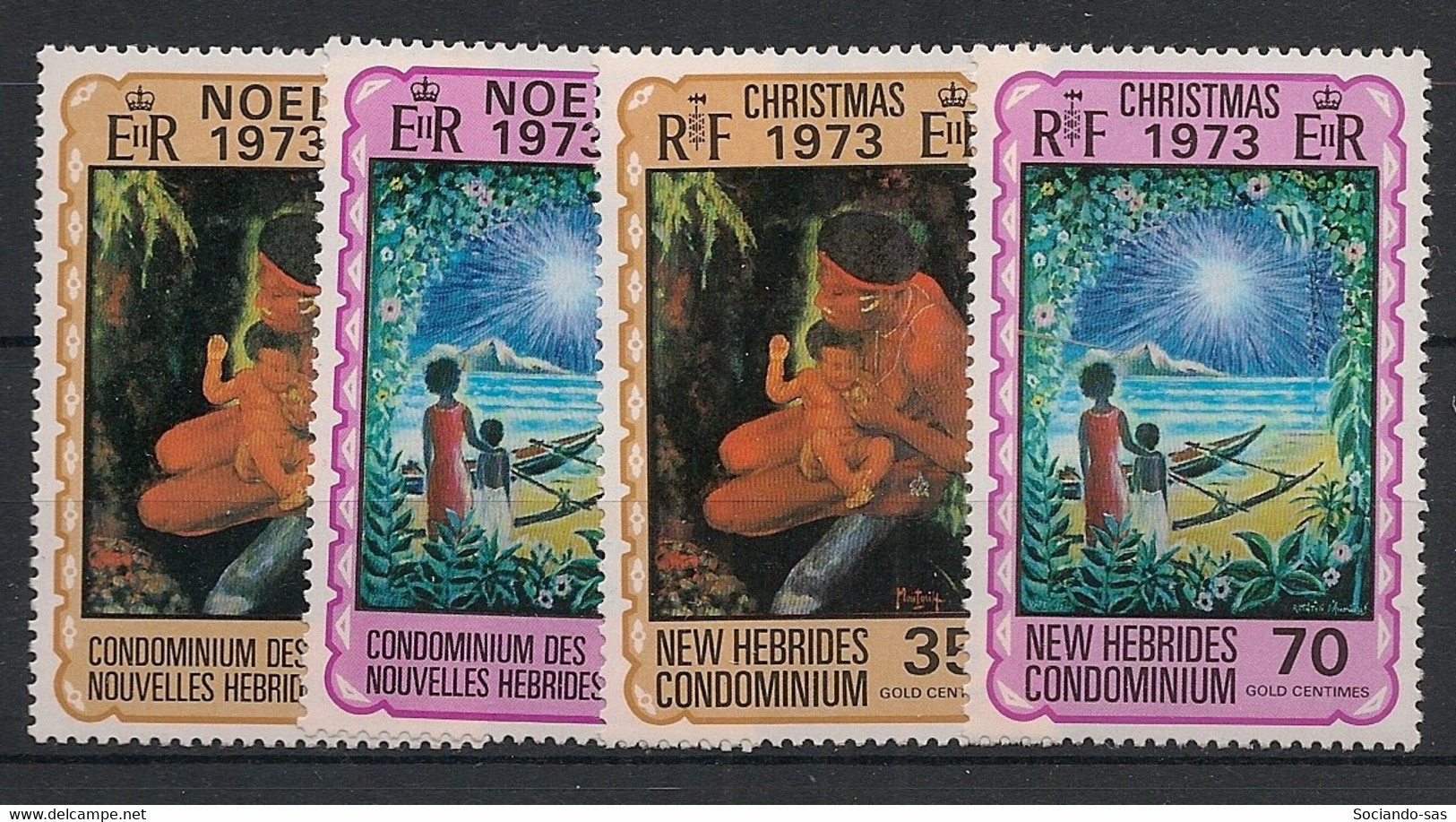 NOUVELLES HEBRIDES - 1973 - N°Yv. 374 à 377 - Noel - Série Complète - Neuf Luxe ** / MNH / Postfrisch - Unused Stamps