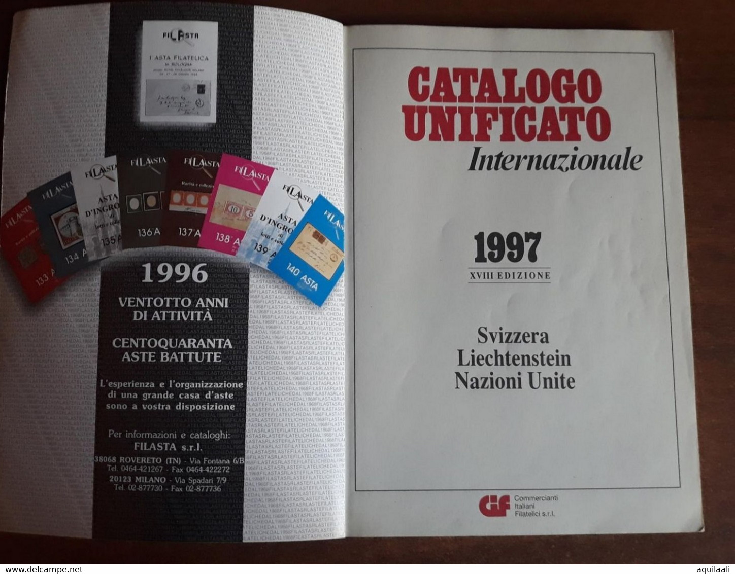 CATALOGO UNIFICATO USATO "SVIZZERA, U.N., LIECTENSTEIN"  DEL 1997. - Suiza