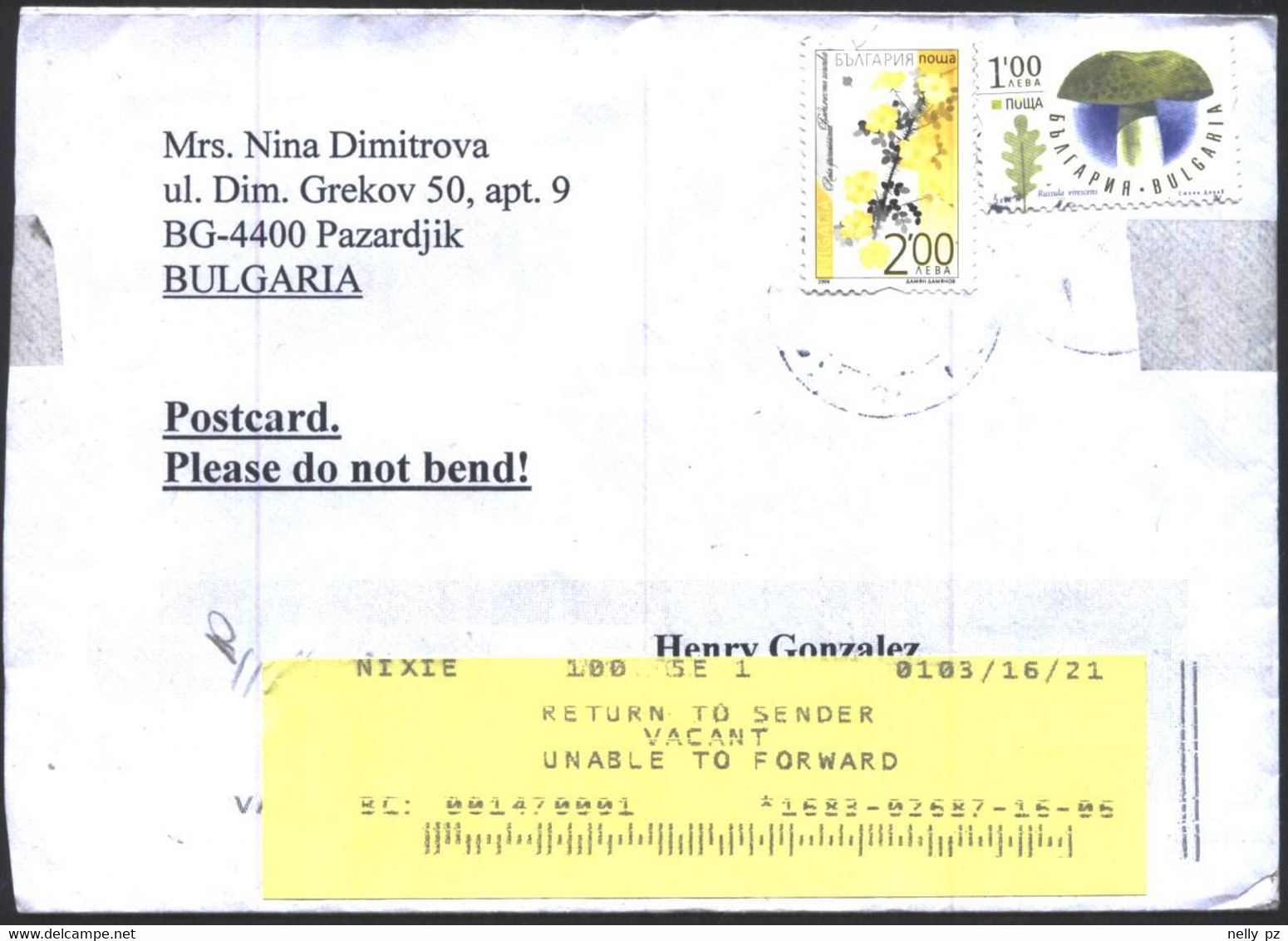 Mailed Cover With Stamps Flora Rose Hips 2006 Mushroom  2014  From Bulgaria - Covers & Documents
