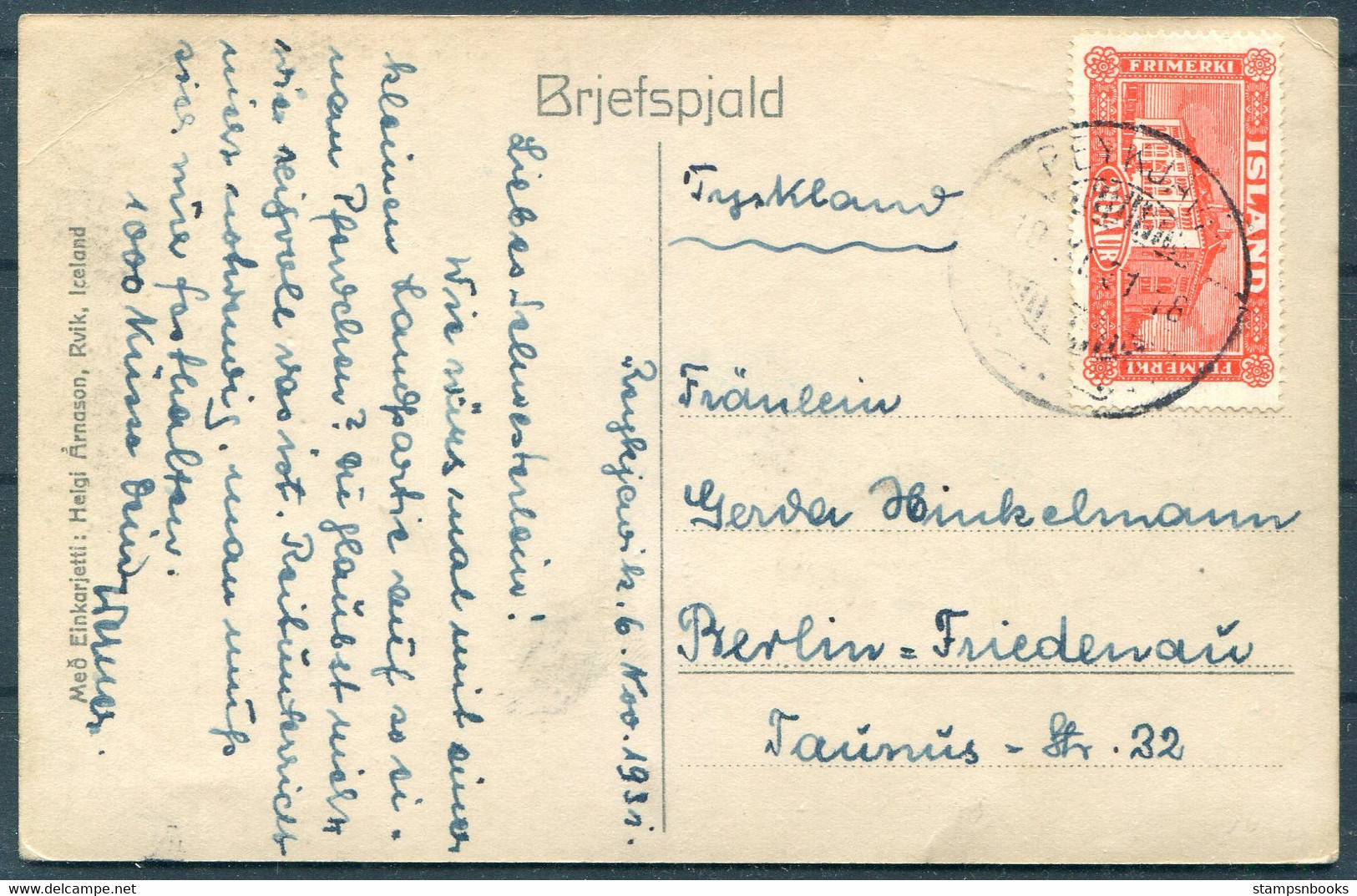 1931 Iceland Pony RP Postcard Reykjavik - Berlin Germany - Storia Postale