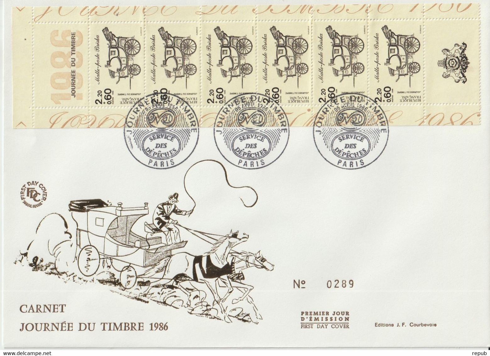 France FDC Grand Format 1986 Journée Du Timbre BC 2411A - 1980-1989